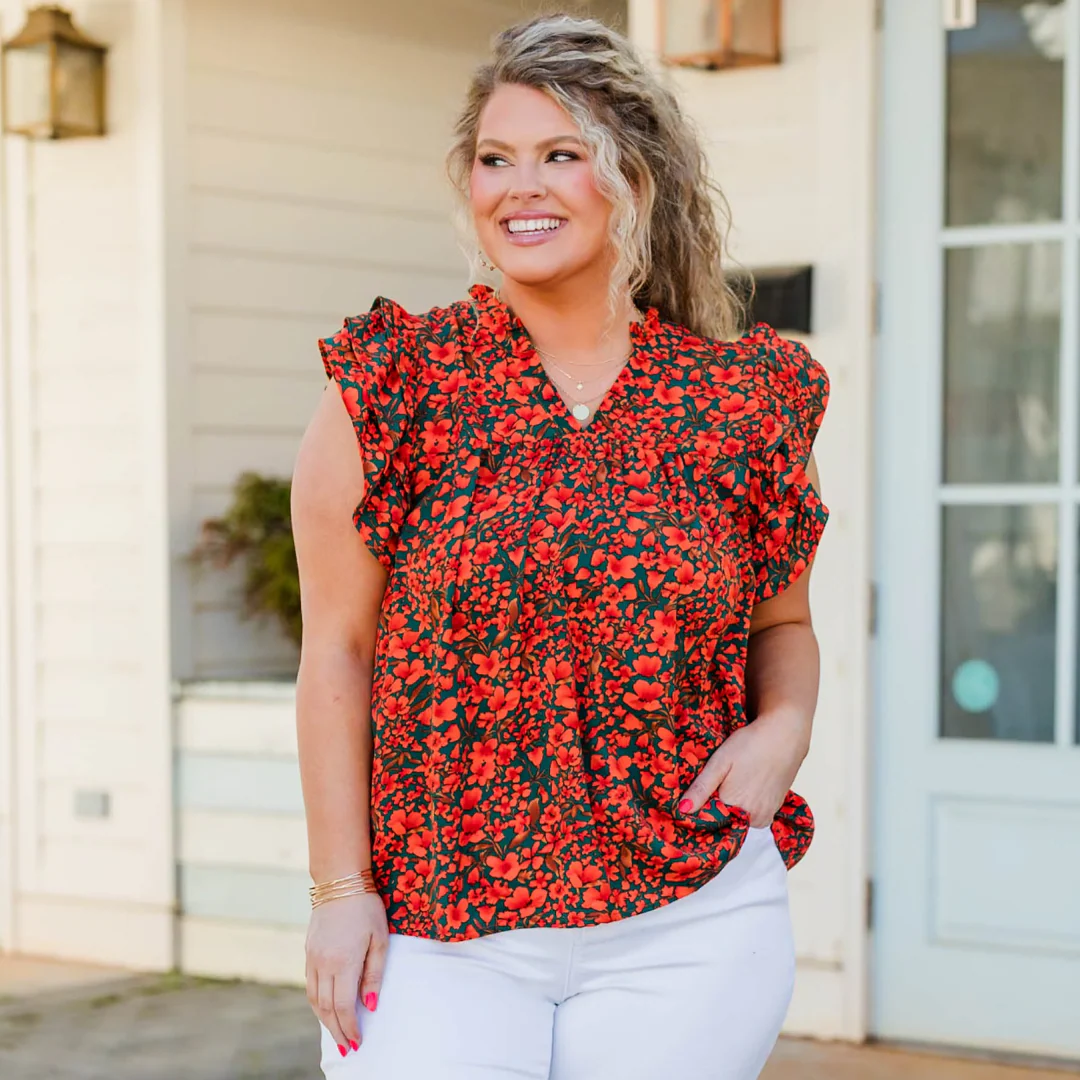 Poppy Field Walks Top, Mandarin - Giverhouse