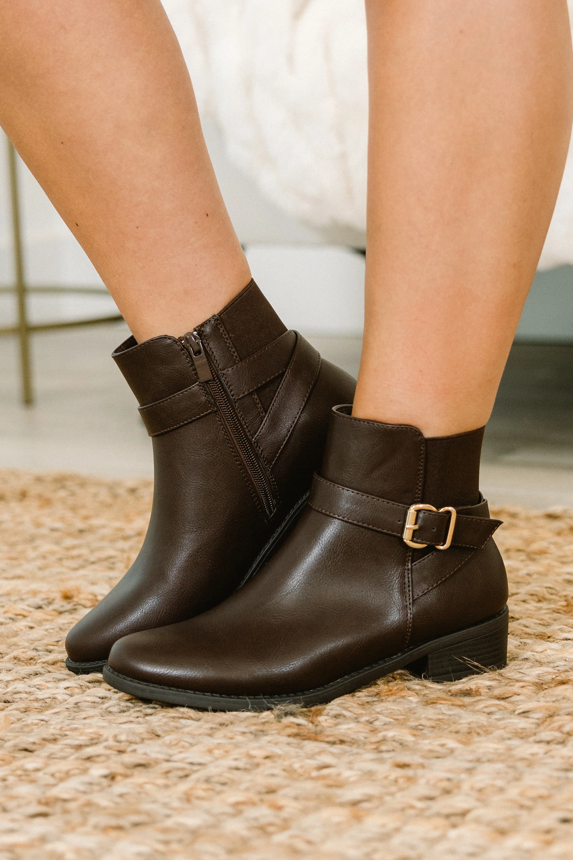 Stride In Style Booties, Brown - Giverhouse