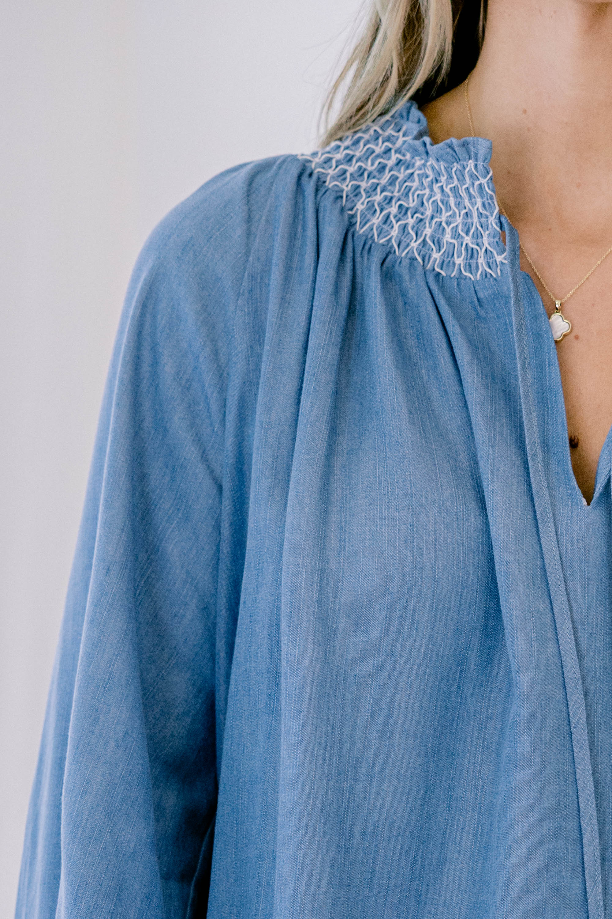 Subtle Reminder Top, Chambray - Giverhouse