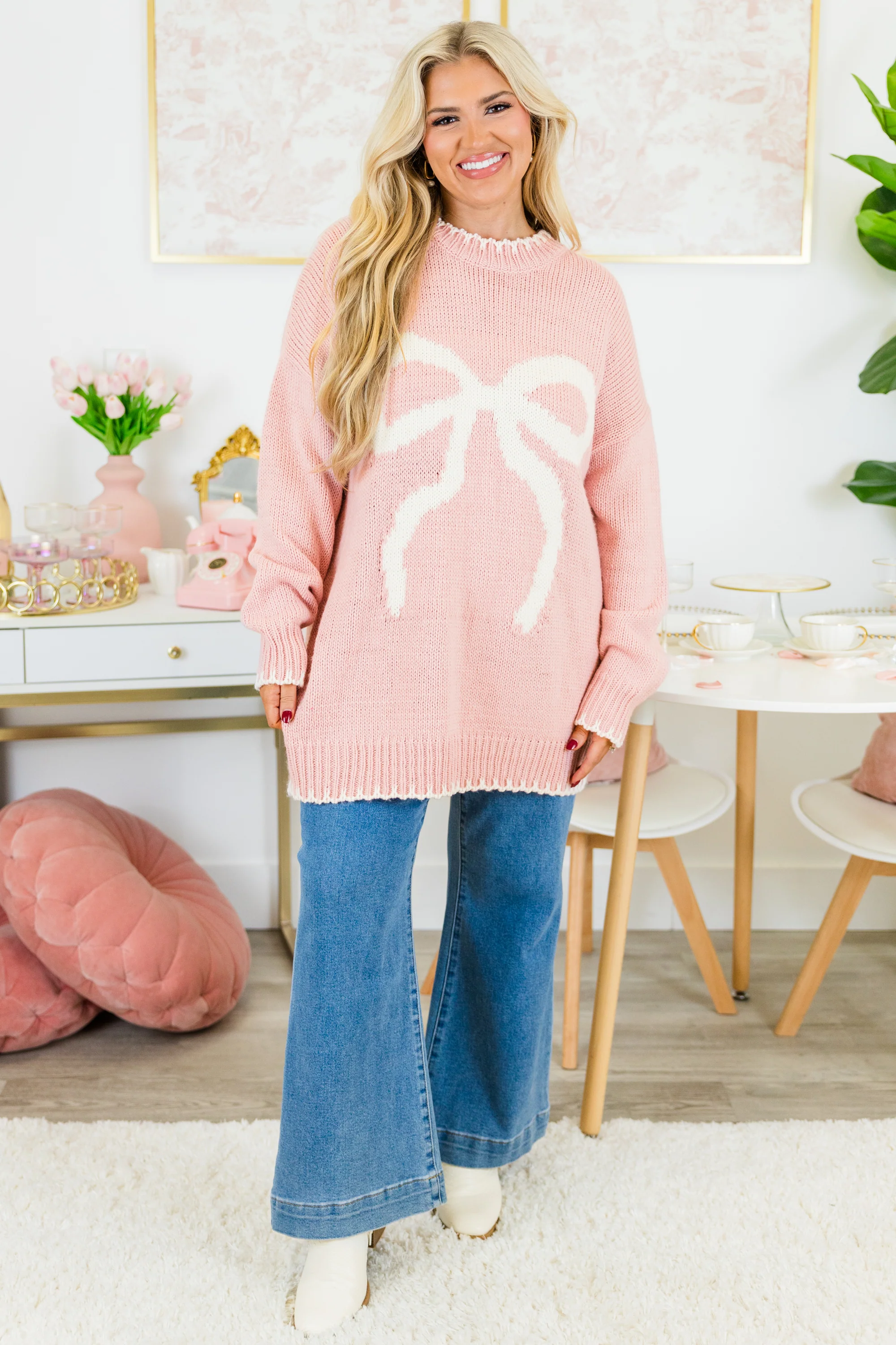 Cute And Charming Sweater, Pink - Giverhouse