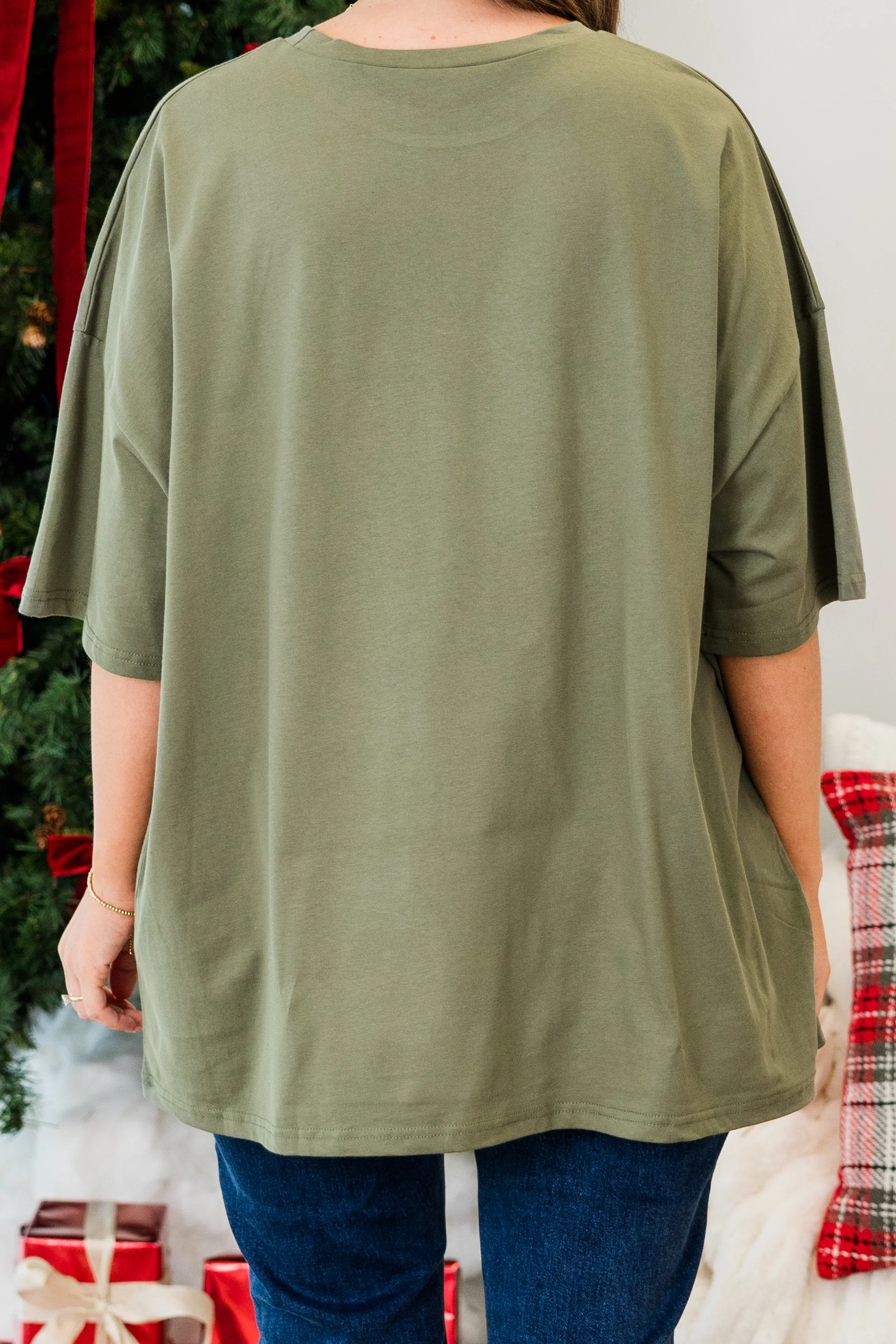 Wrapped With Love Boyfriend Tee, Moss - Giverhouse