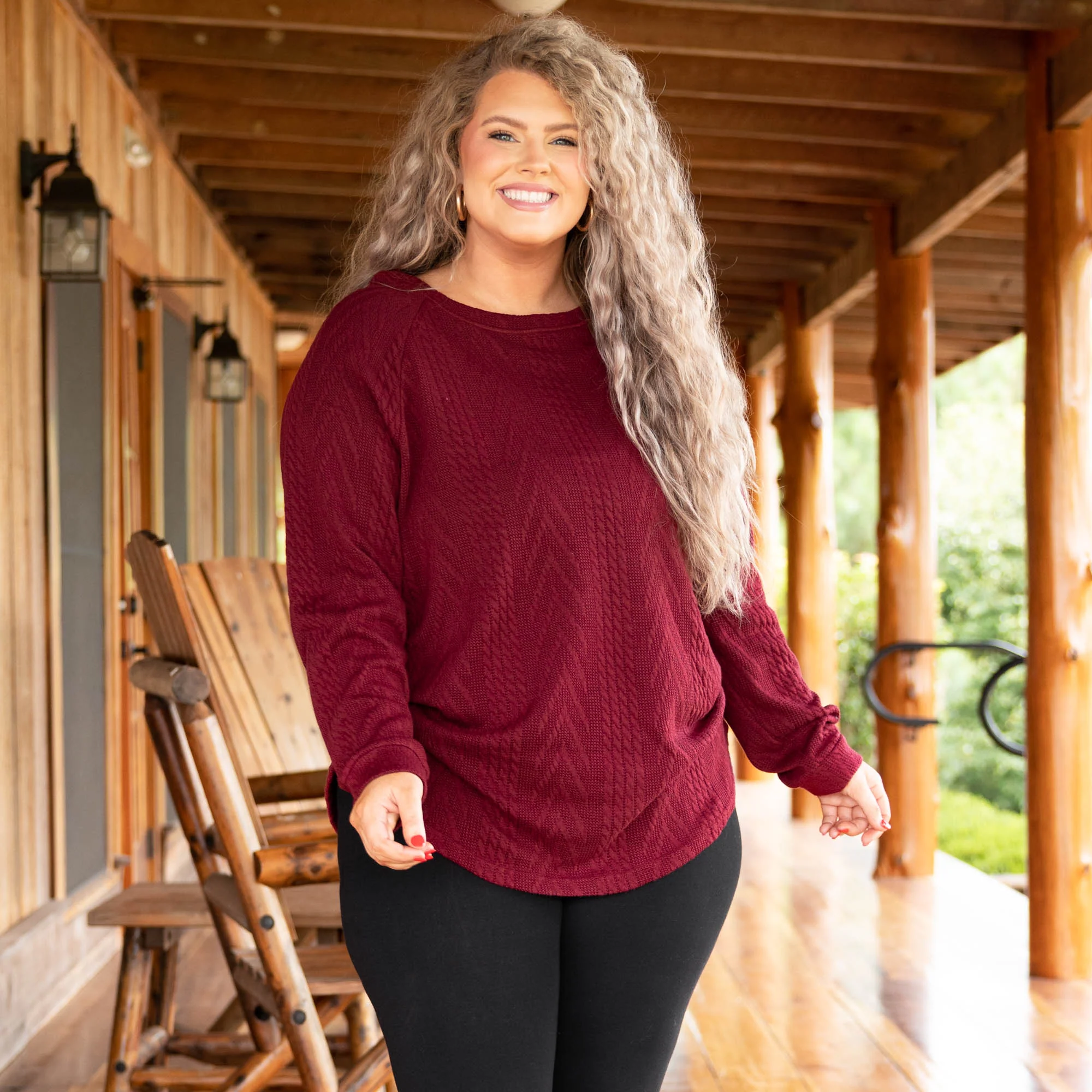 Slouchy Cableknit, Wine - Giverhouse