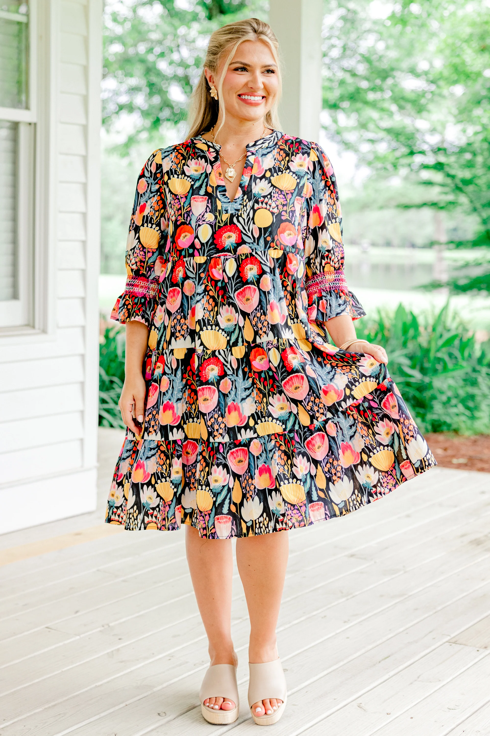 Sands Of Life Dress, Navy Floral - Giverhouse