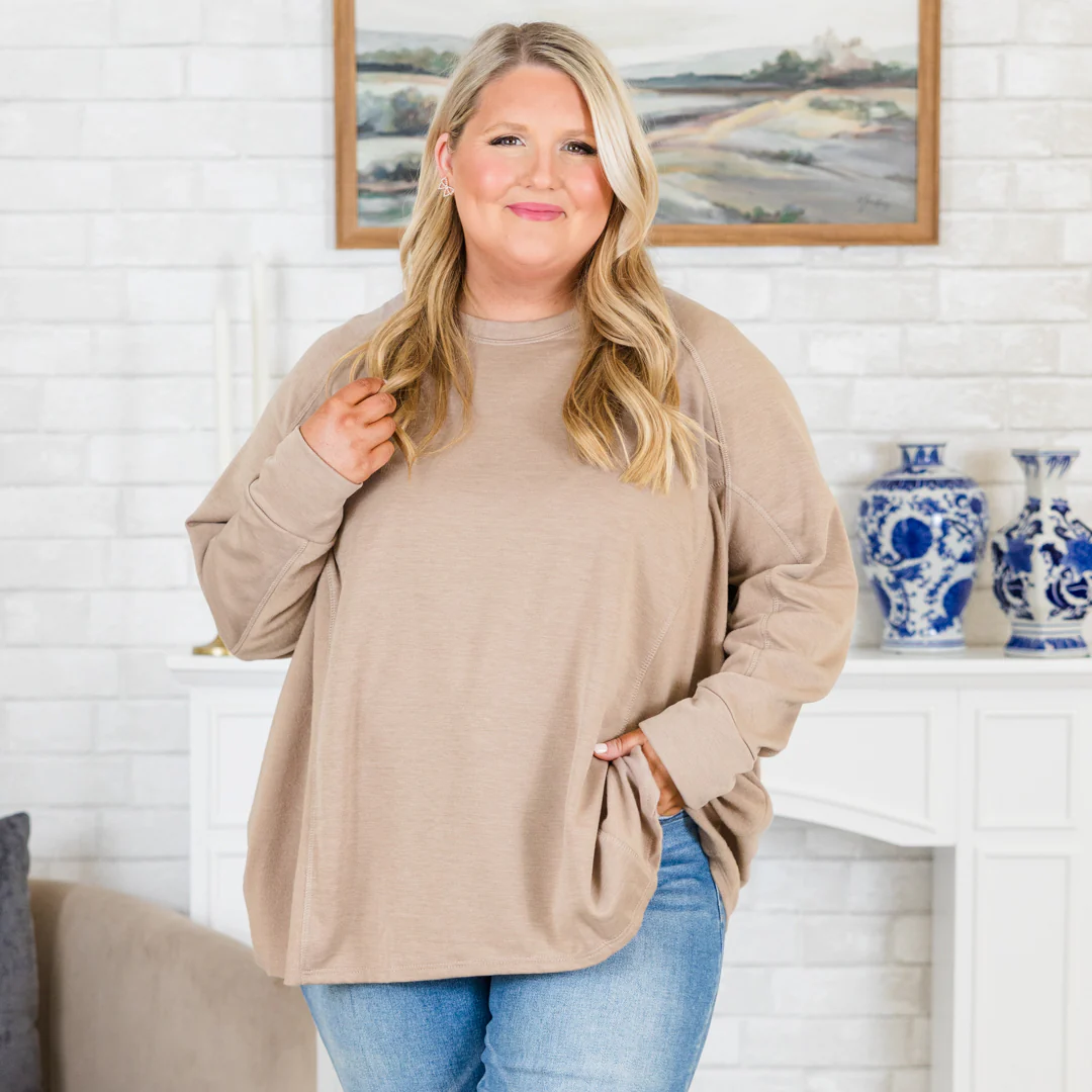 Time To Leave Pullover, Taupe - Giverhouse