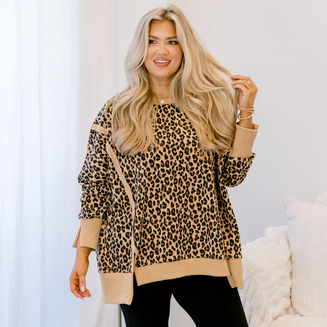 Sunset Glow Pullover, Leopard - Giverhouse
