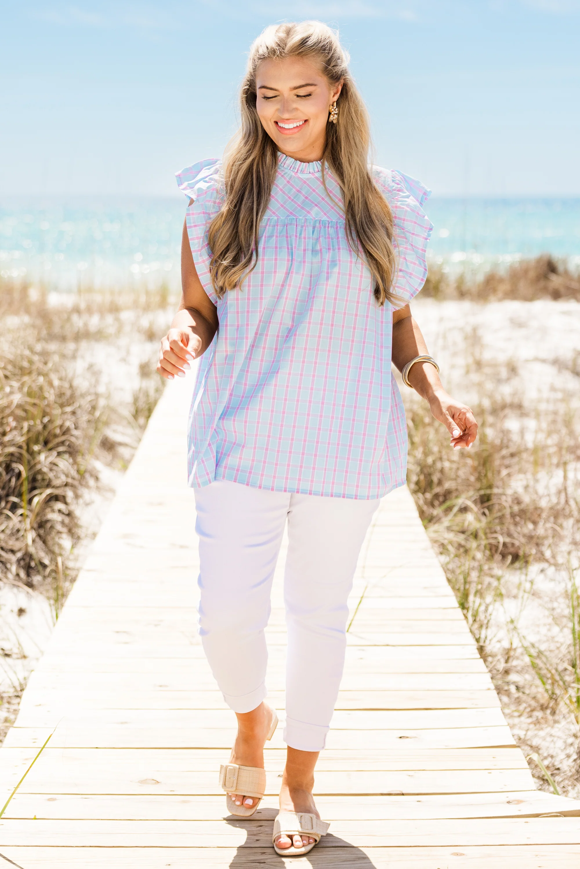 Picnic Lover Top, Blue - Giverhouse