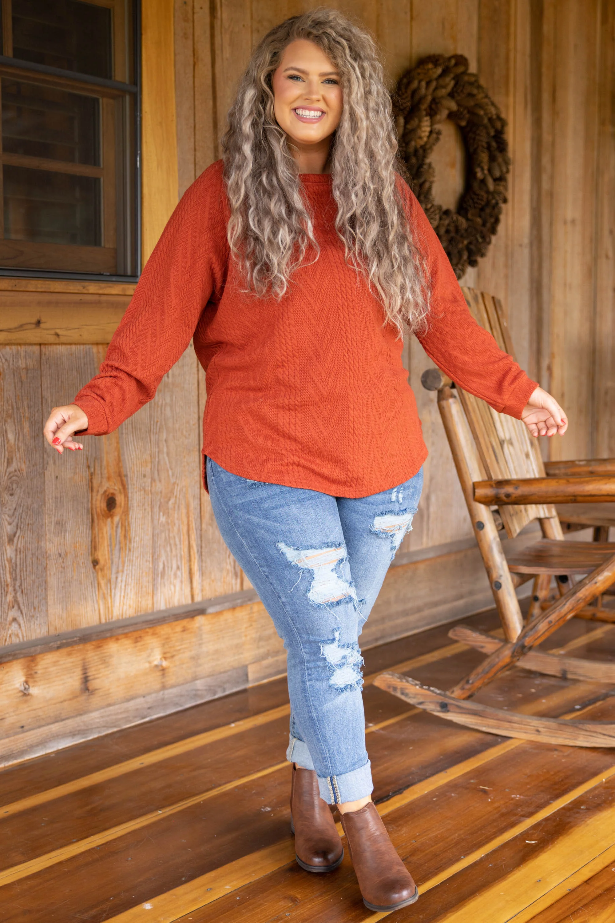 Slouchy Cableknit, Rust - Giverhouse