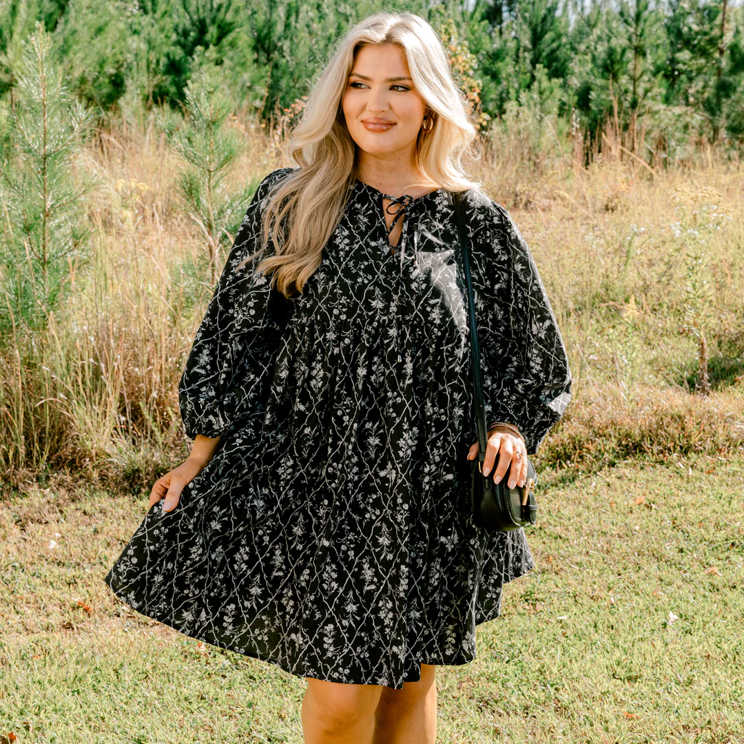 Walking On Air Dress, Black Floral - Giverhouse