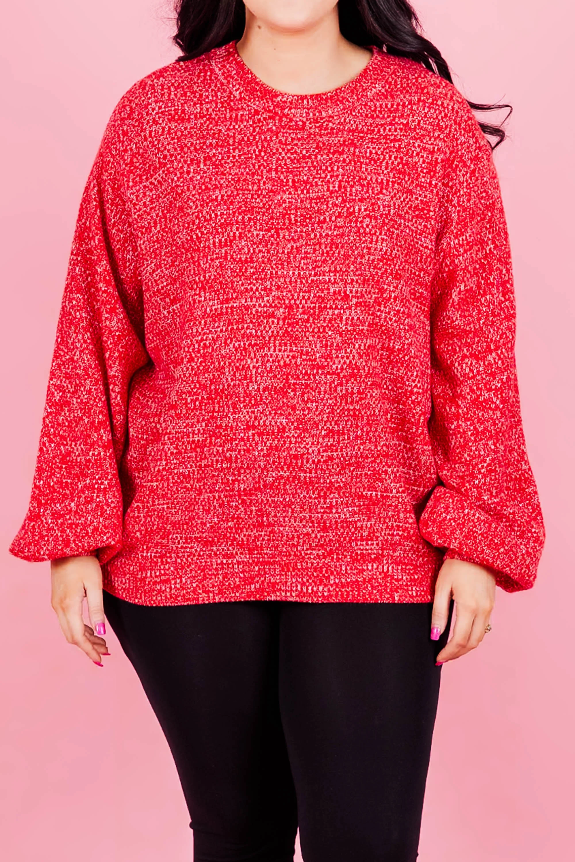 Cozy Bubble Sleeve Sweater, Ruby - Giverhouse