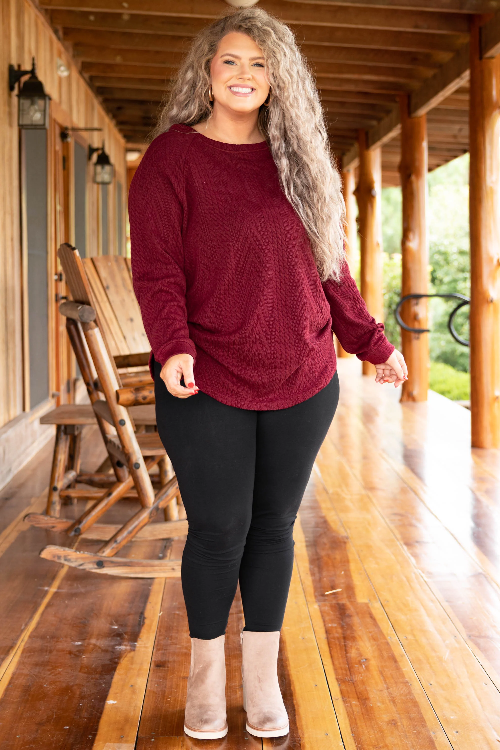 Slouchy Cableknit, Wine - Giverhouse