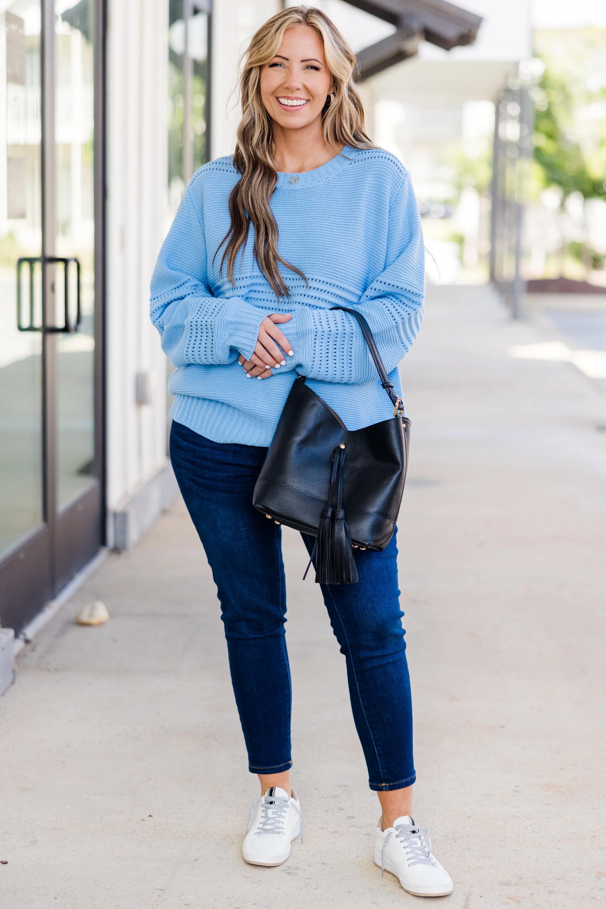 Missing You Dearly Sweater, Blue - Giverhouse