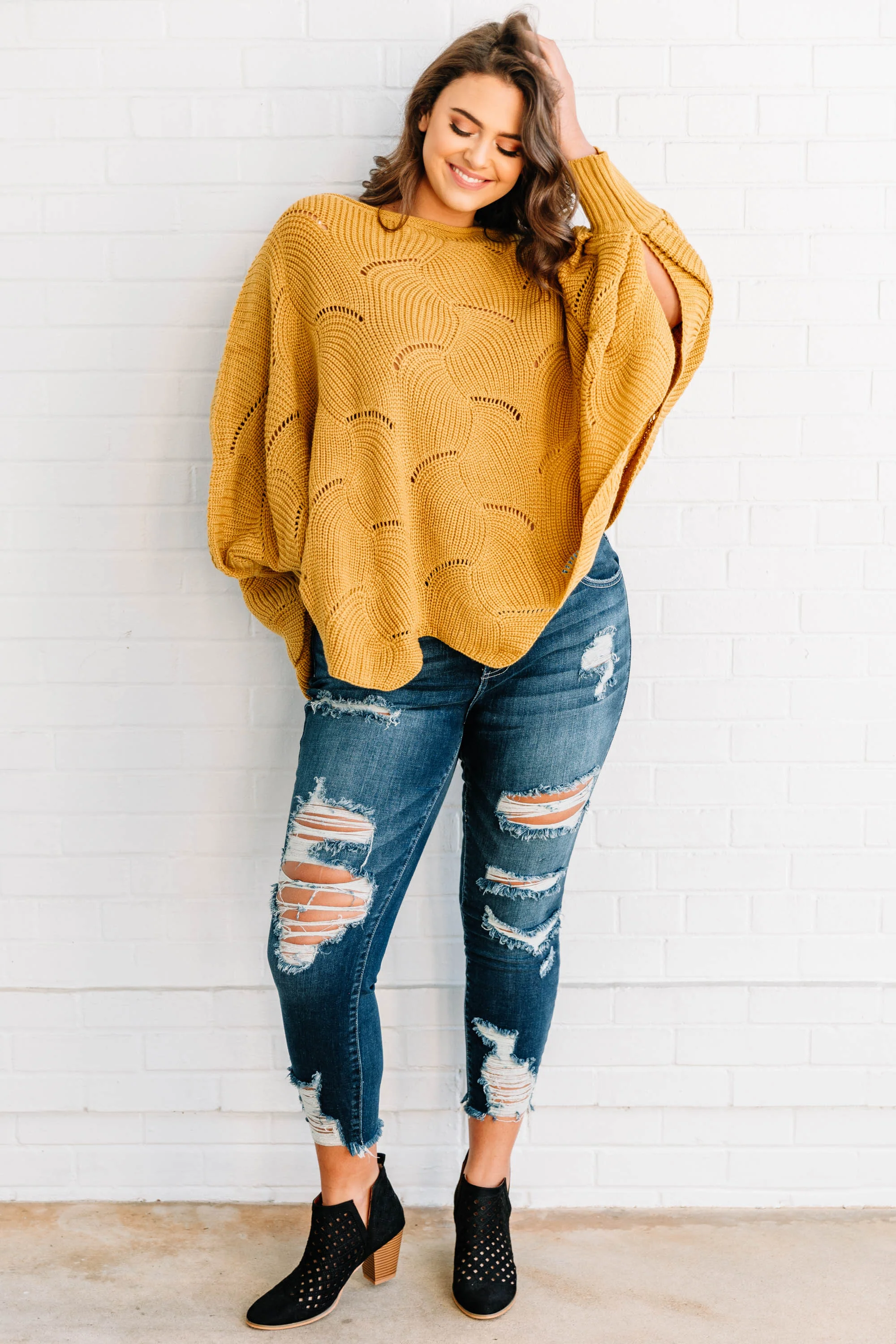 Warm Feelings Sweater, Mustard - Giverhouse