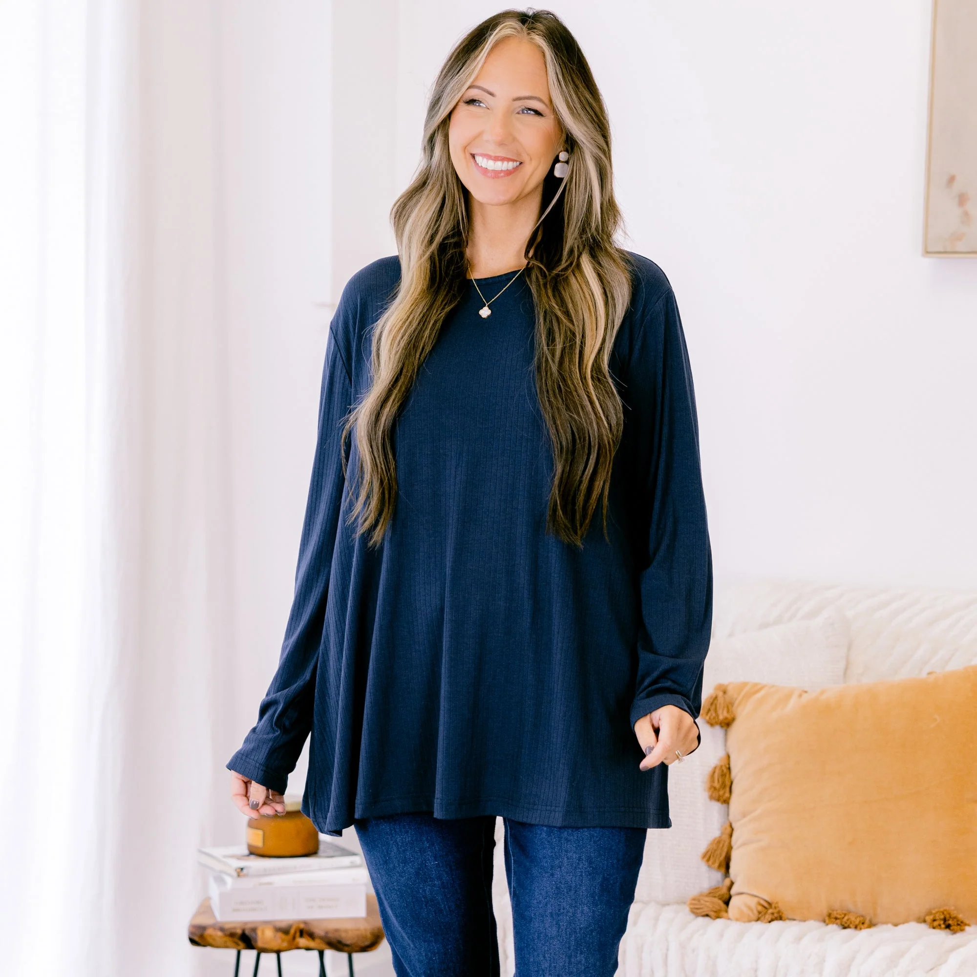 One More Chapter Top, Navy - Giverhouse