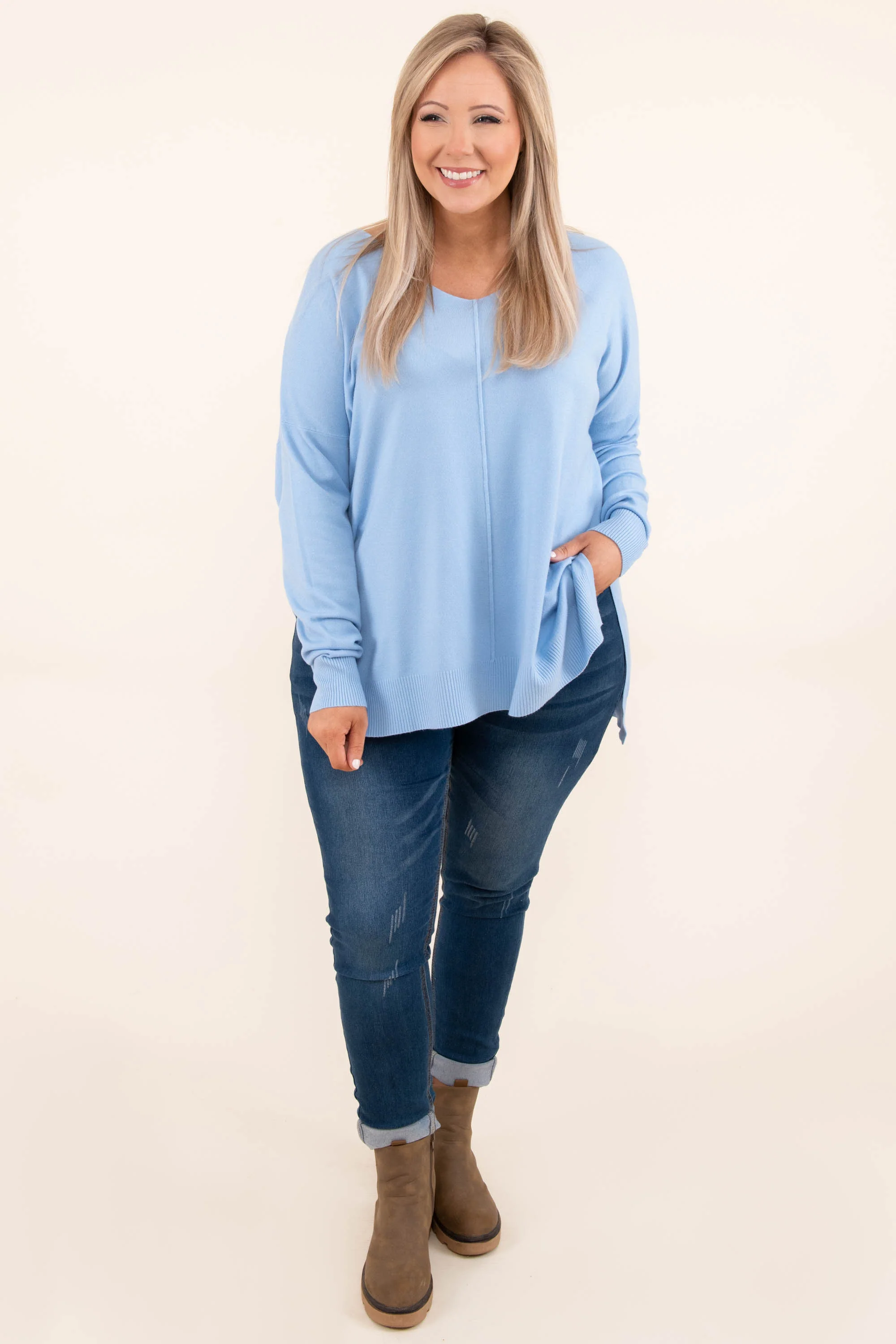 Miss Who I Was Sweater, Spring Blue - Giverhouse