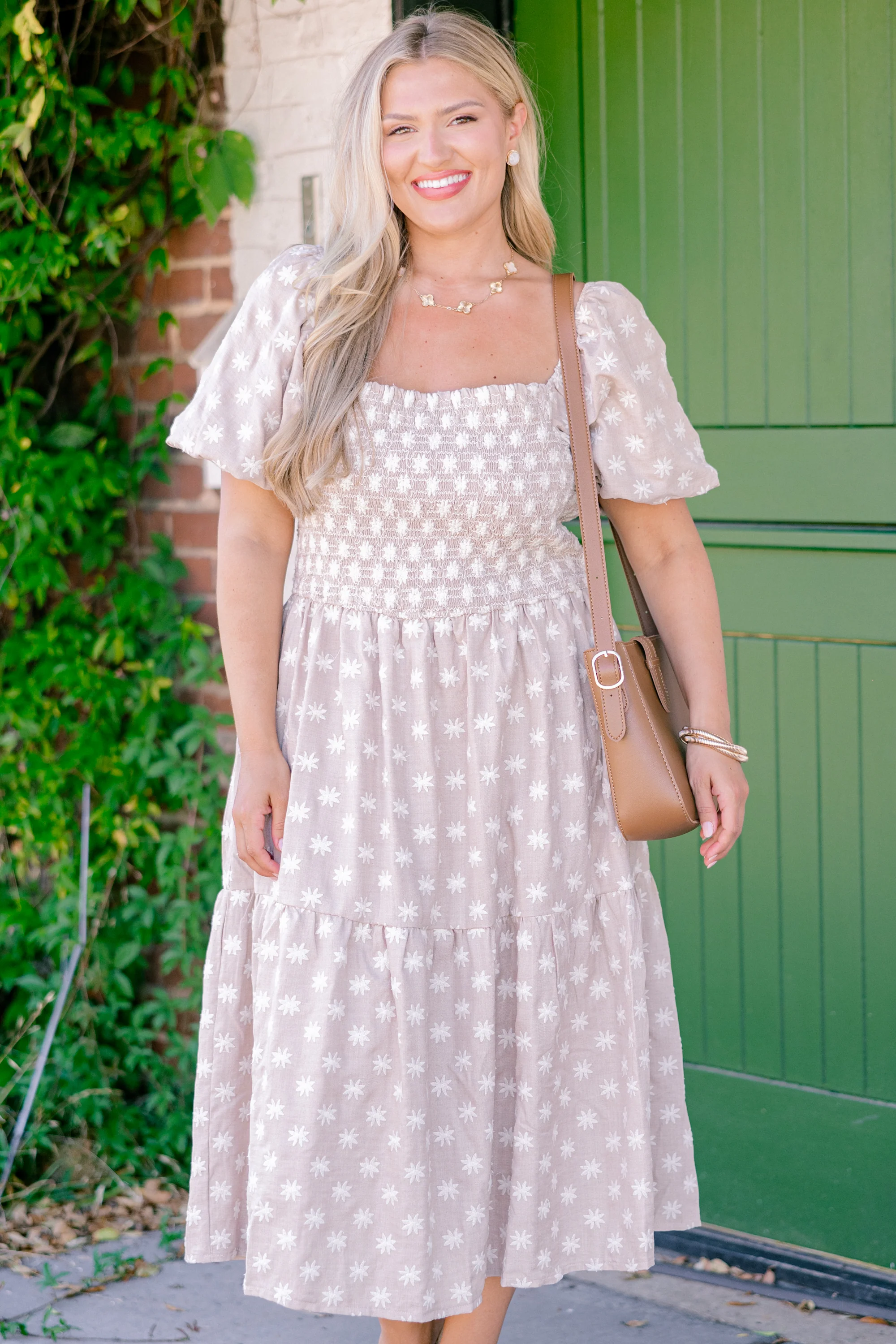 Feeling Grateful Midi Dress, Taupe - Giverhouse
