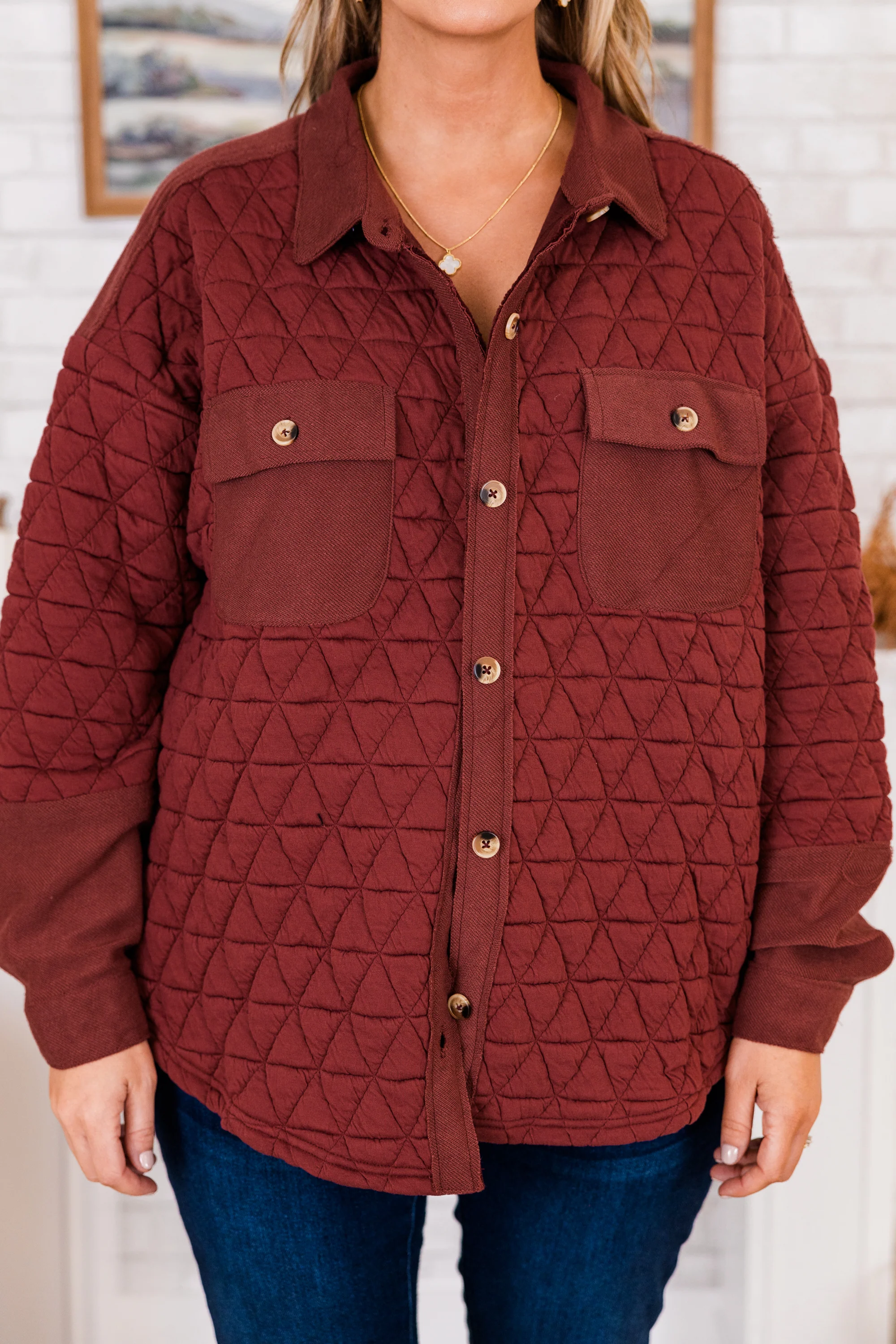 Apple Cider Shacket, Brick - Giverhouse