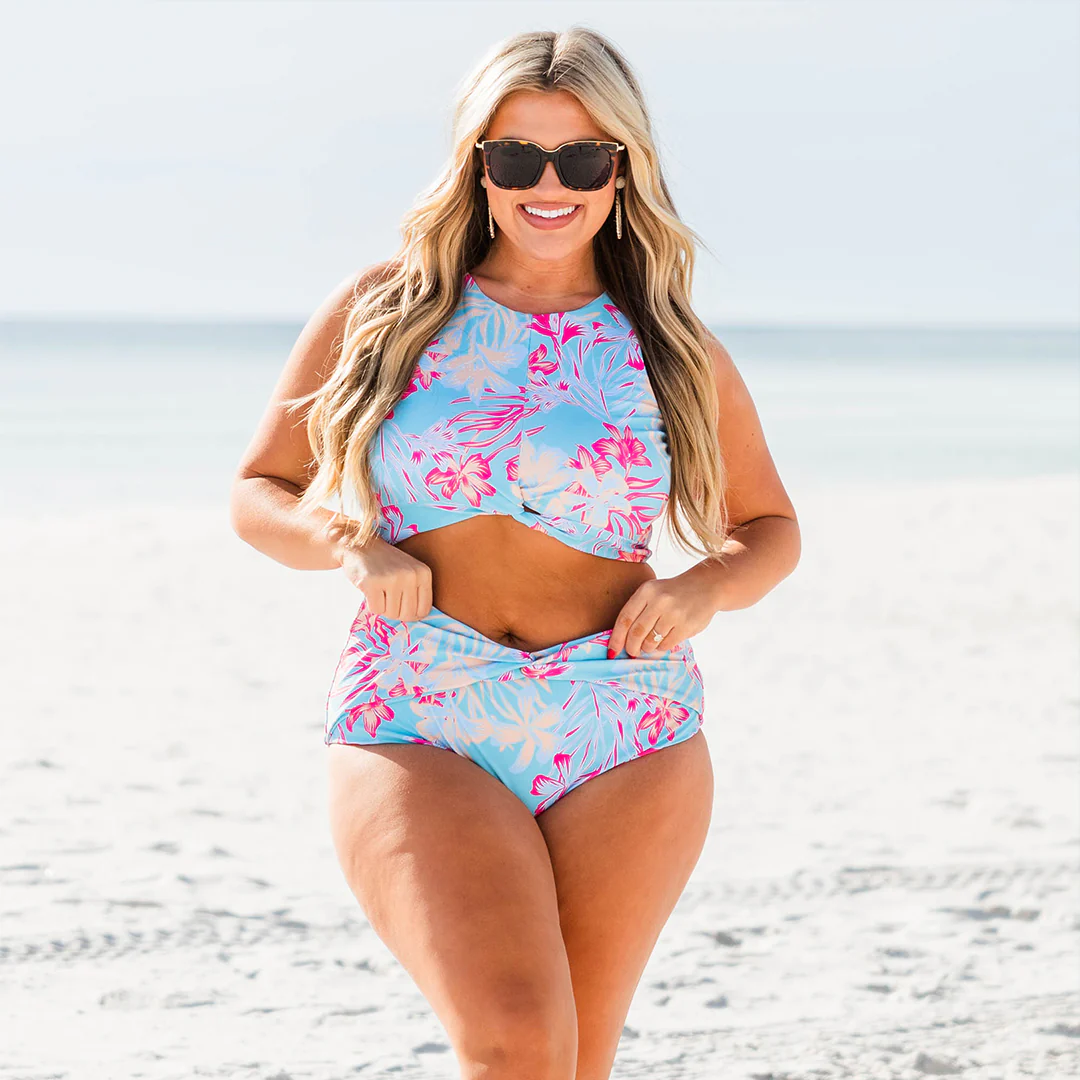 Swim With Me Swim Bottom, Blue Tropical - Giverhouse