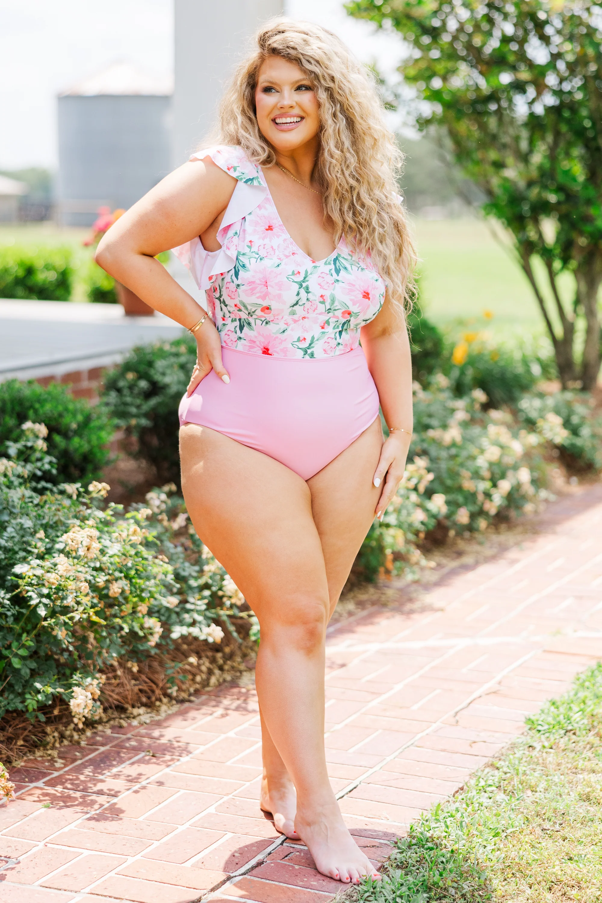 Spending My PTO Swimsuit, Pink Floral - Giverhouse