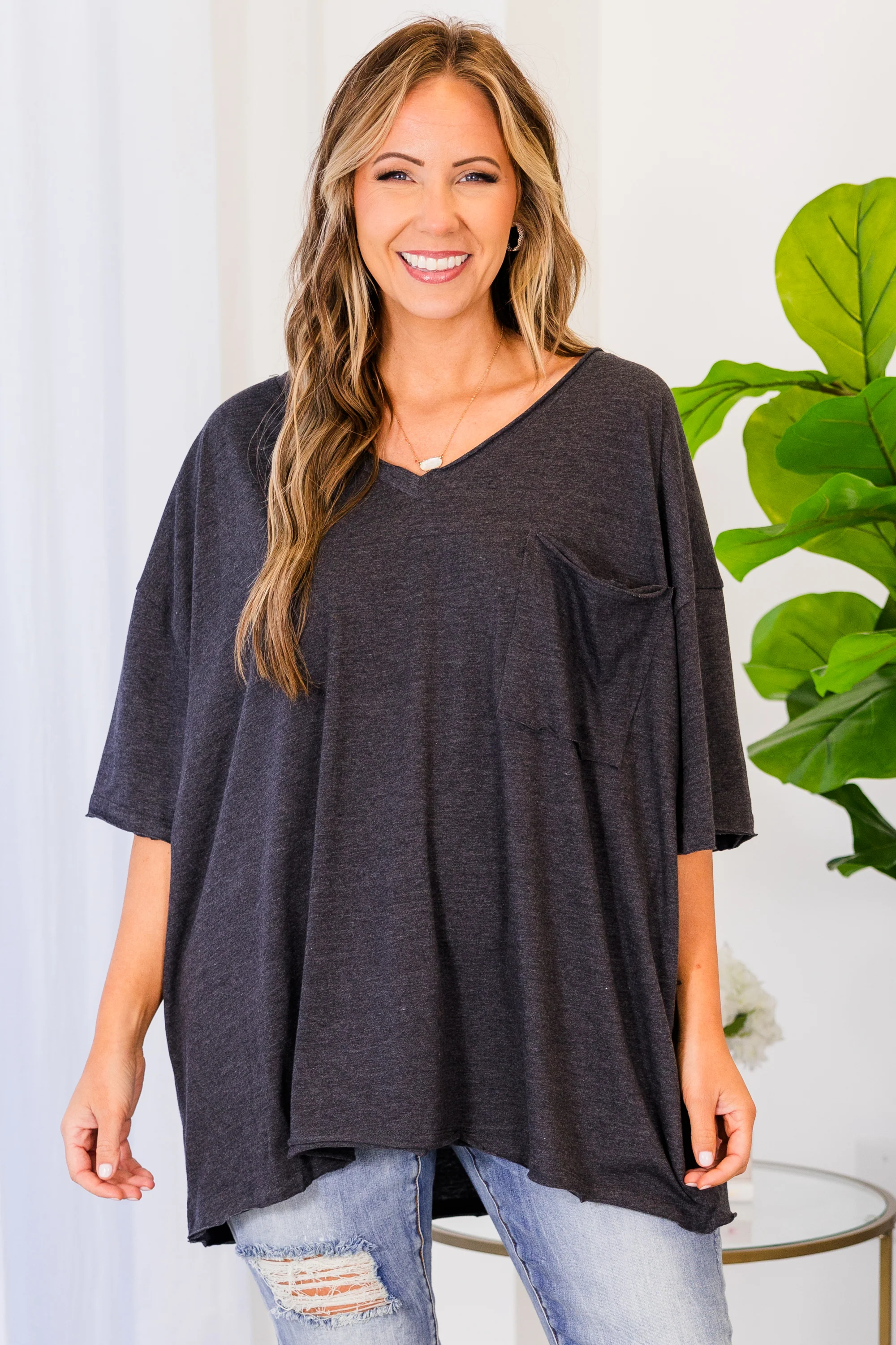 Dancing In The Mirror Top, Charcoal - Giverhouse