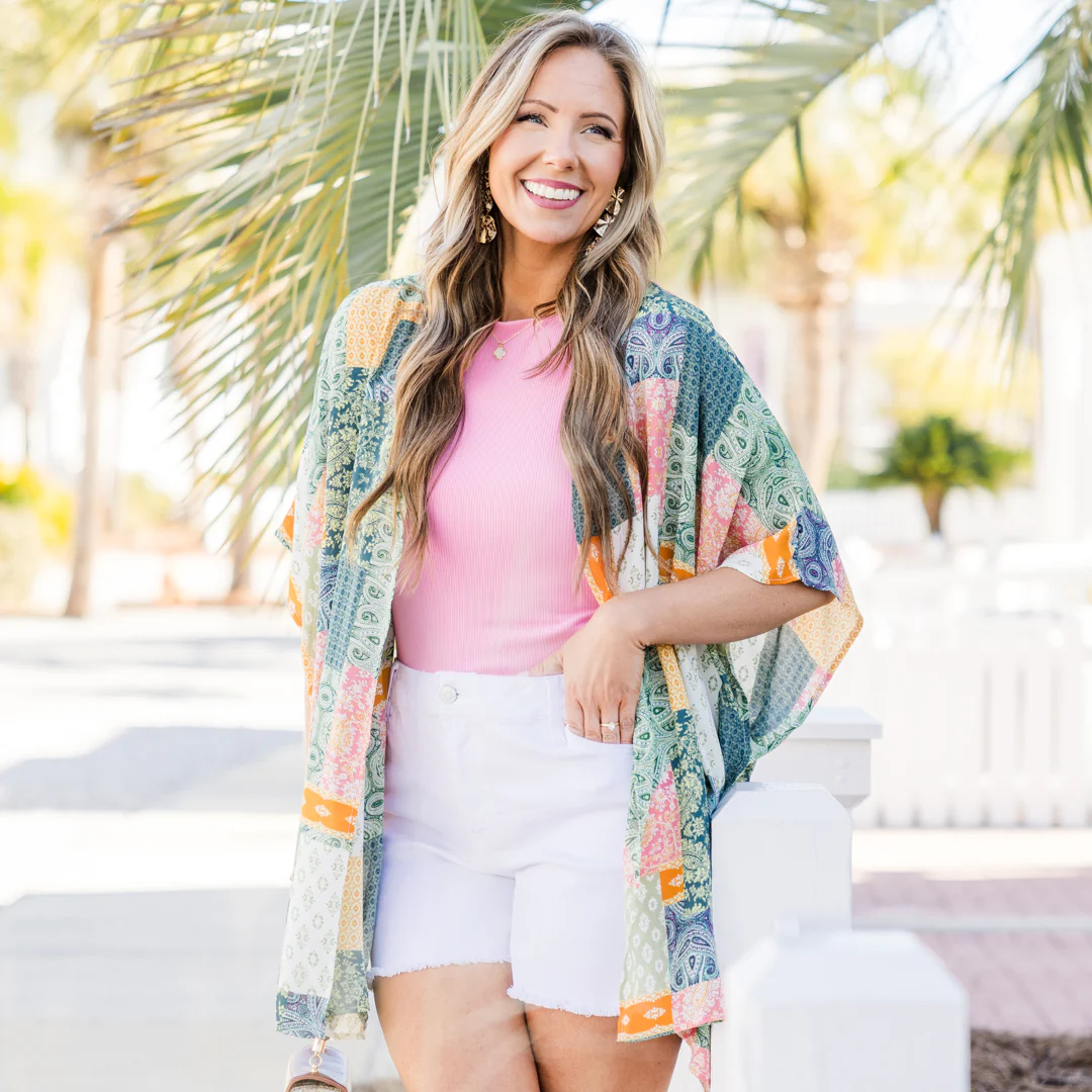 Going Coastal Babe Kimono, Navy Multi - Giverhouse