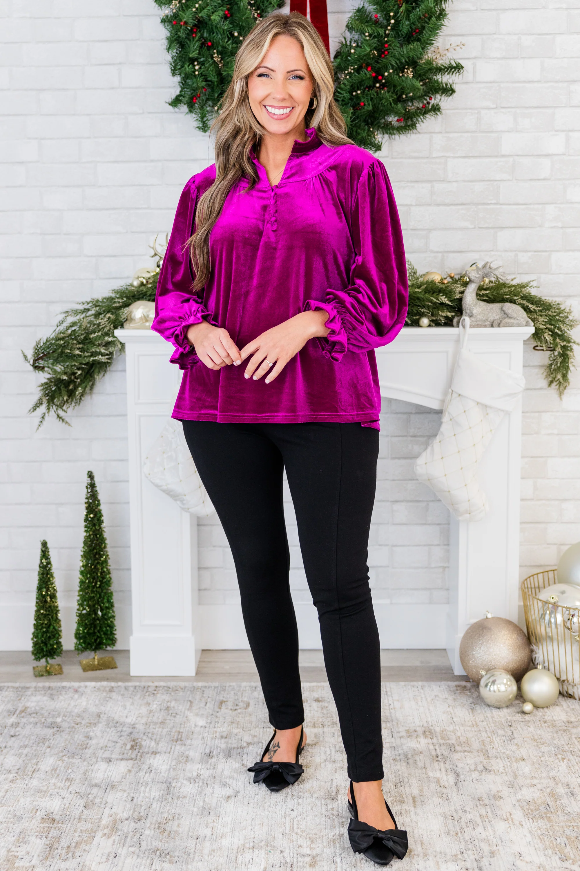 Shine Bright Beautiful Blouse, Magenta - Giverhouse