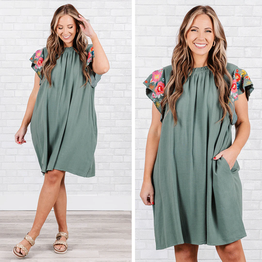 Radiant Glow Dress, Sage - Giverhouse