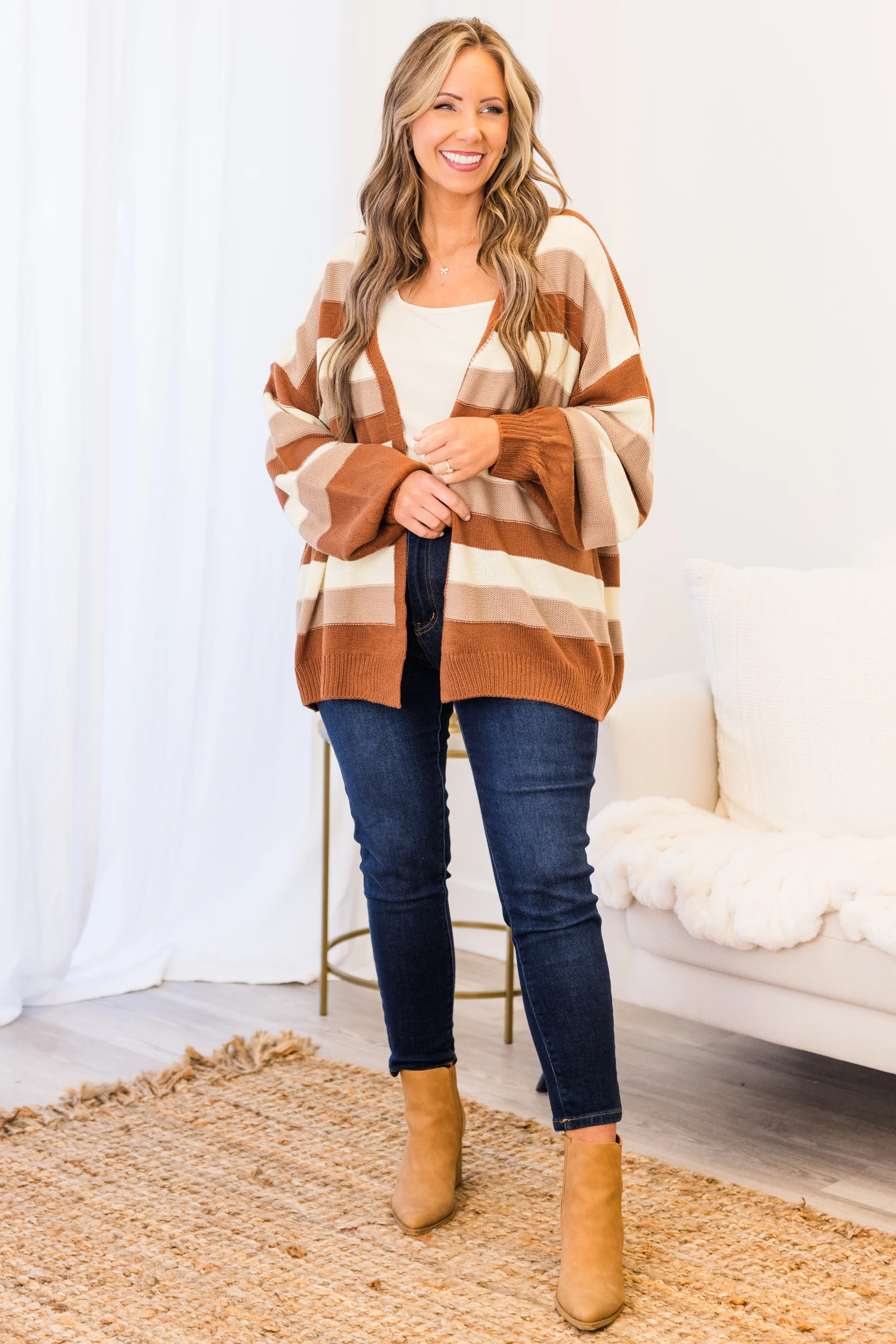 Take Some Time For Yourself Cardigan, Brown - Giverhouse