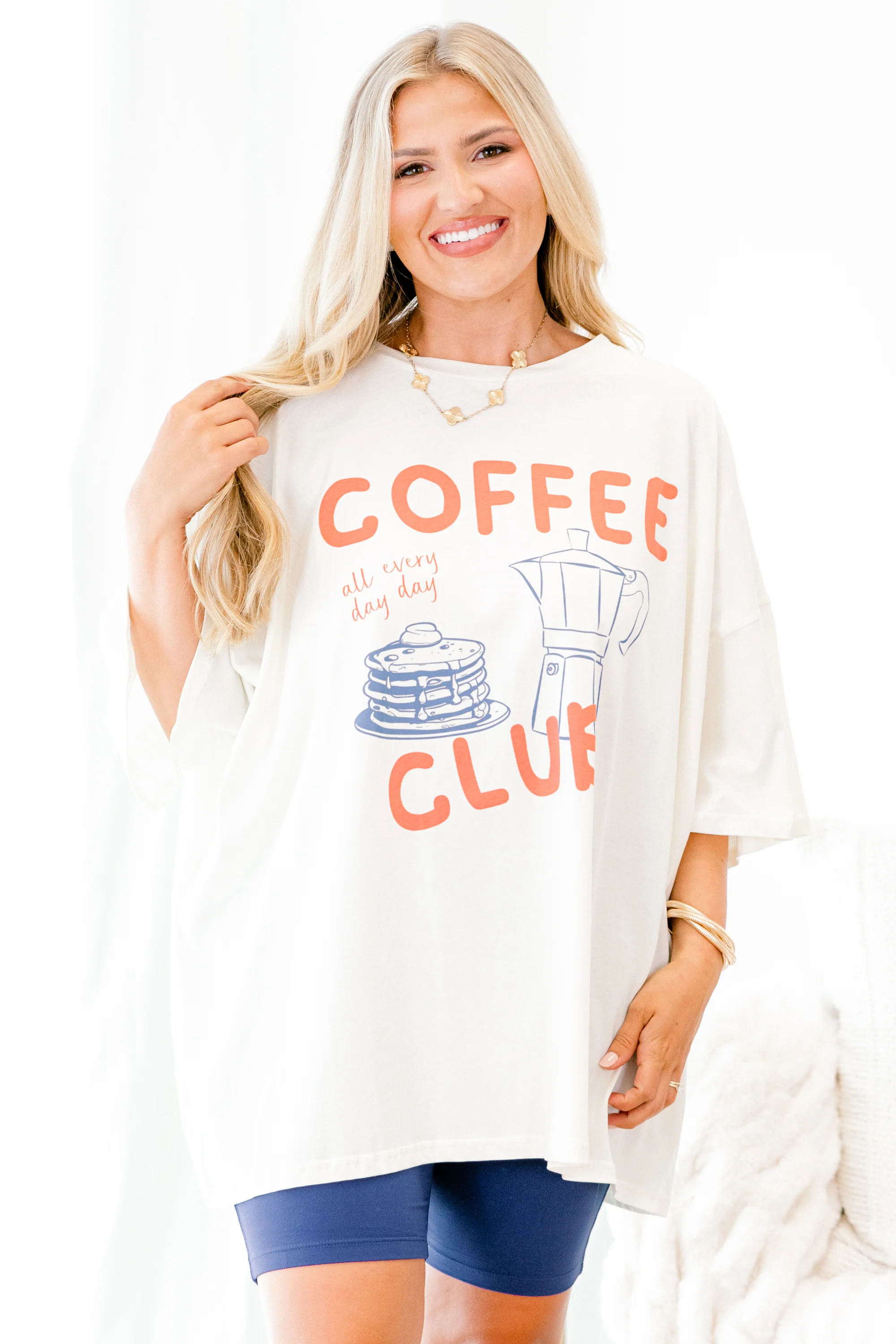 Coffee Club Boyfriend Tee, Ivory - Giverhouse
