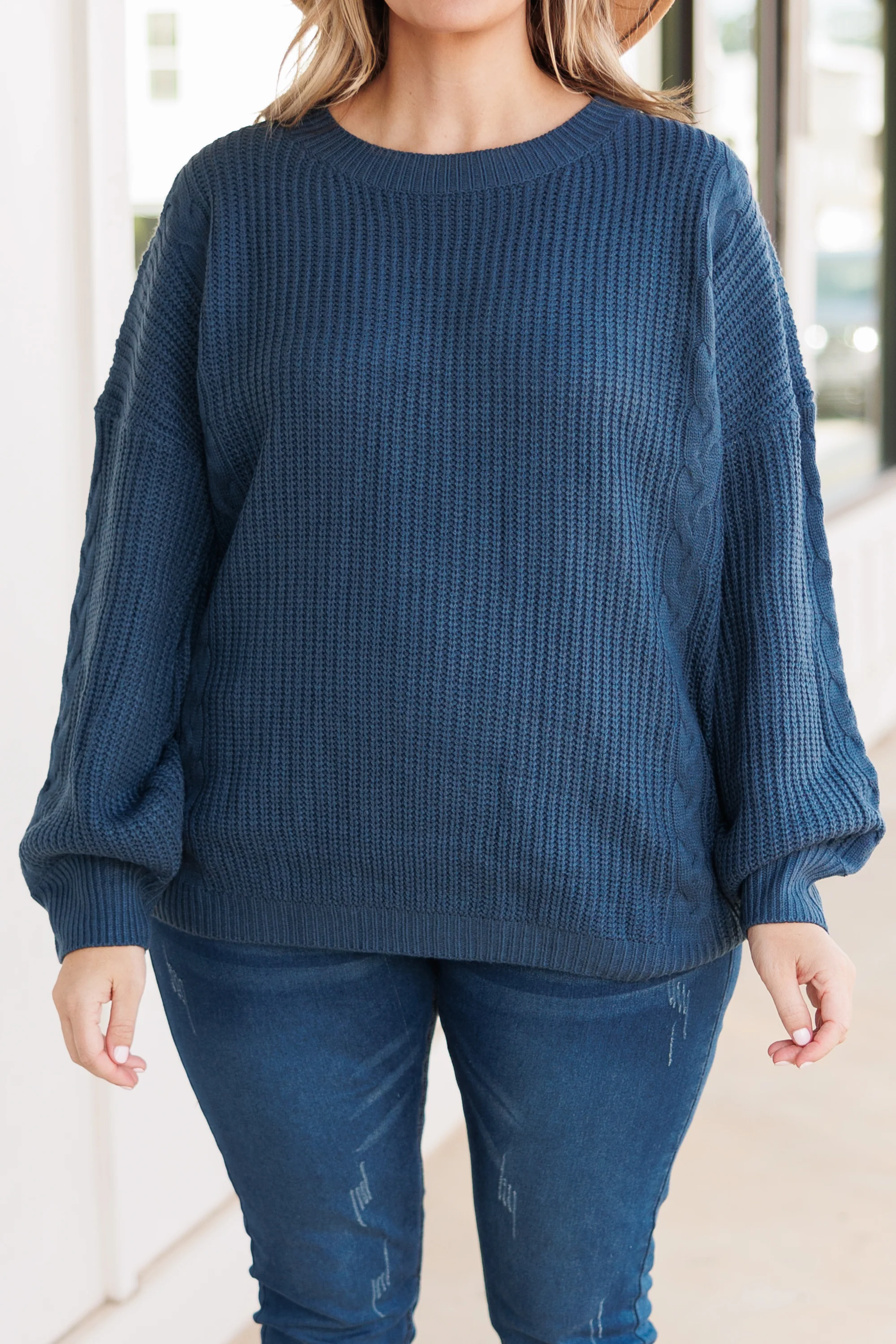 There She Goes Sweater, Dark Teal - Giverhouse