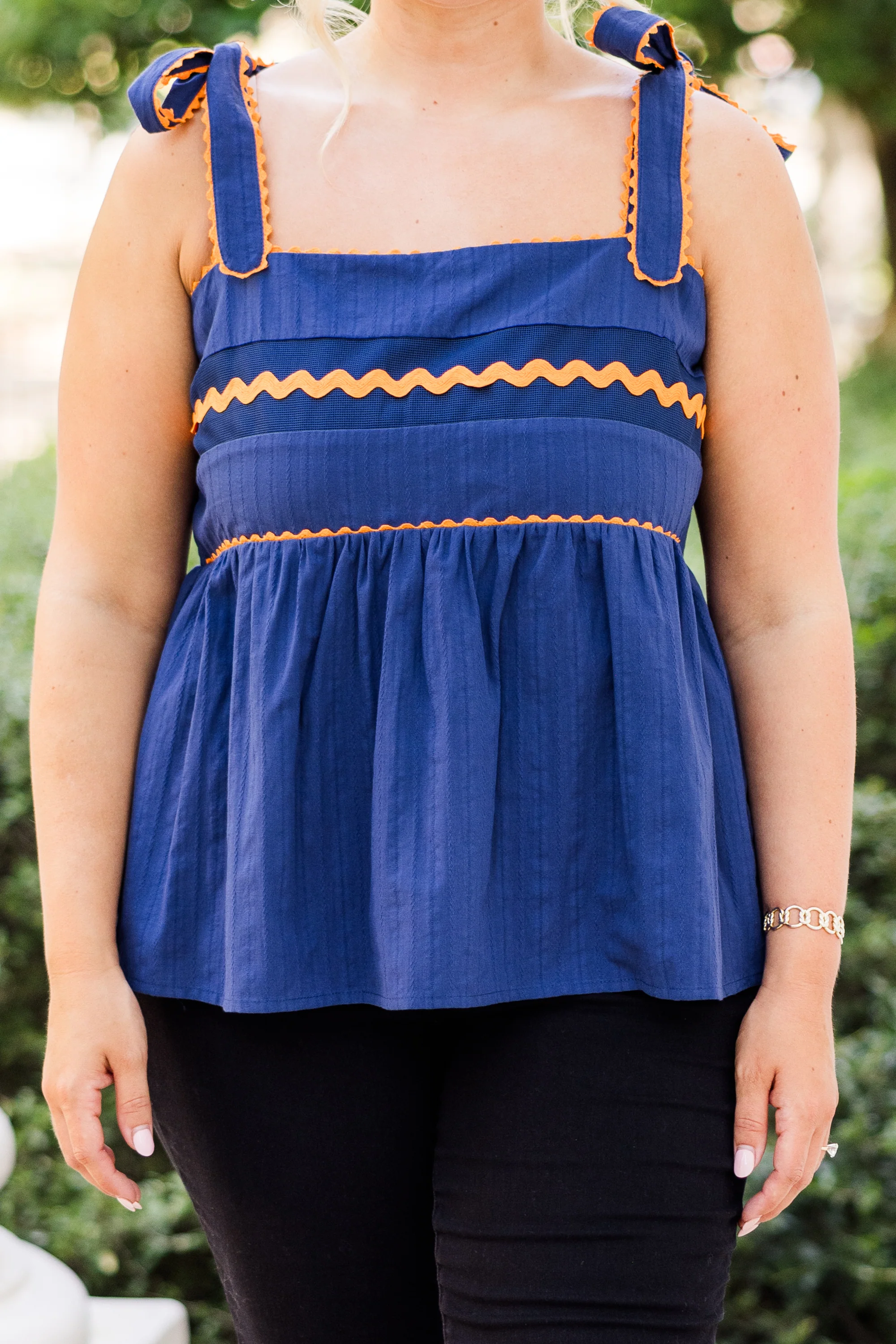 Sweetheart Gameday Babydoll Tank, Blue-Orange - Giverhouse