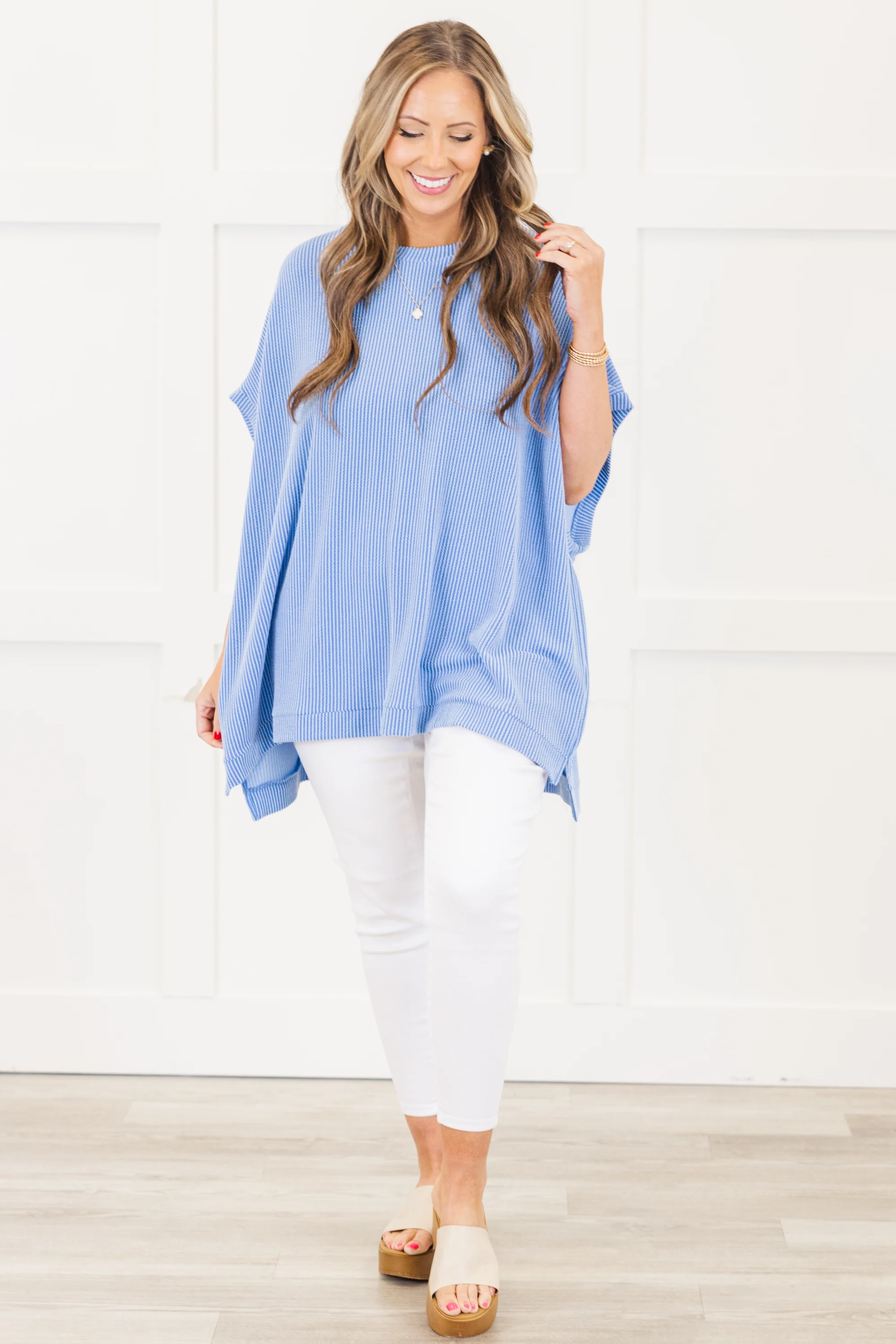 All About Knits Top, Blue - Giverhouse