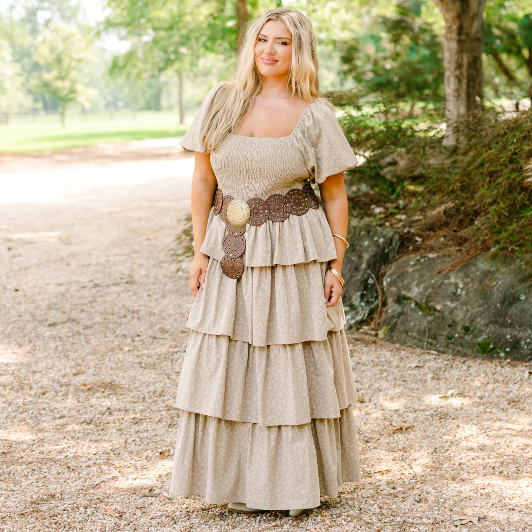 What A Coincidence Dress, Tan - Giverhouse