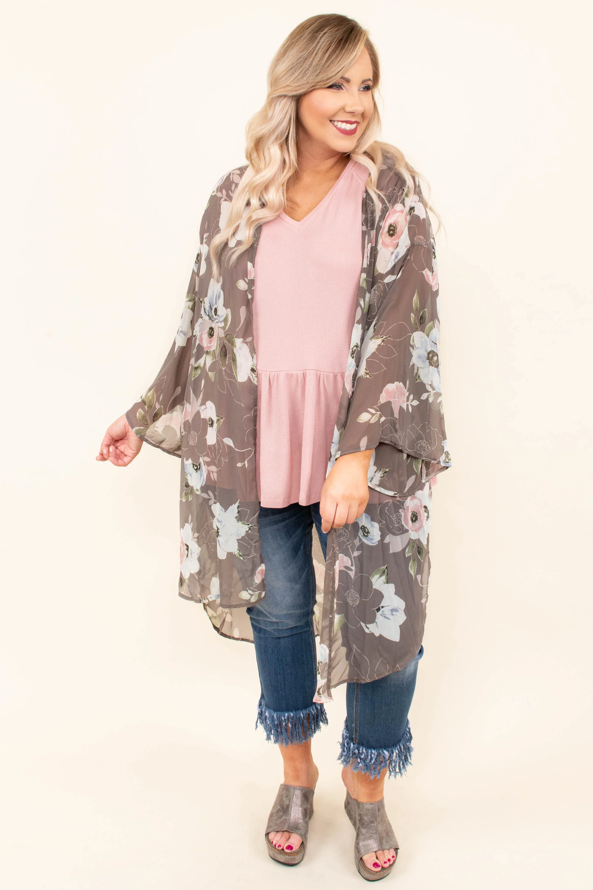 Ocean Avenue Kimono, Grey - Giverhouse