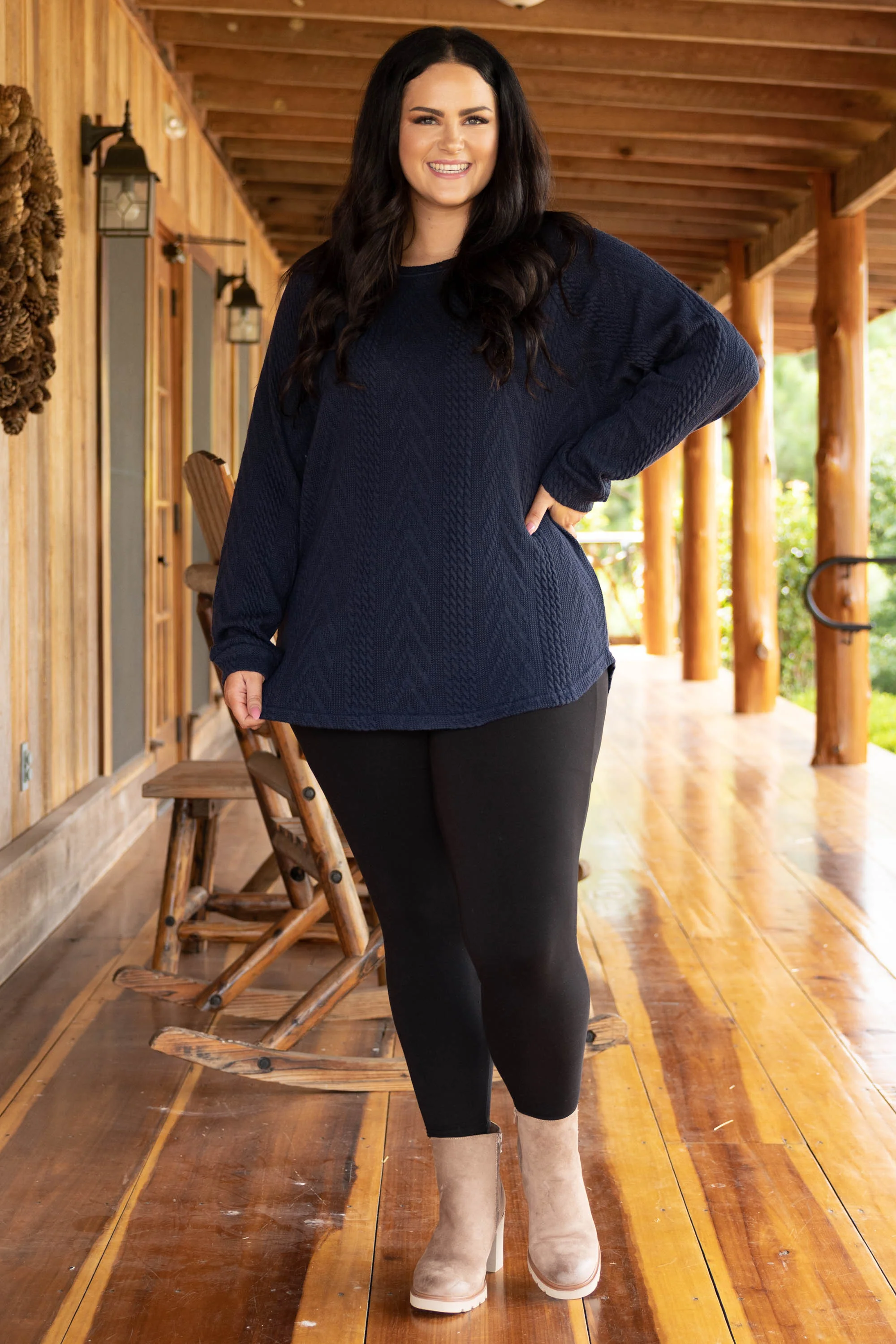 Slouchy Cableknit, Navy - Giverhouse
