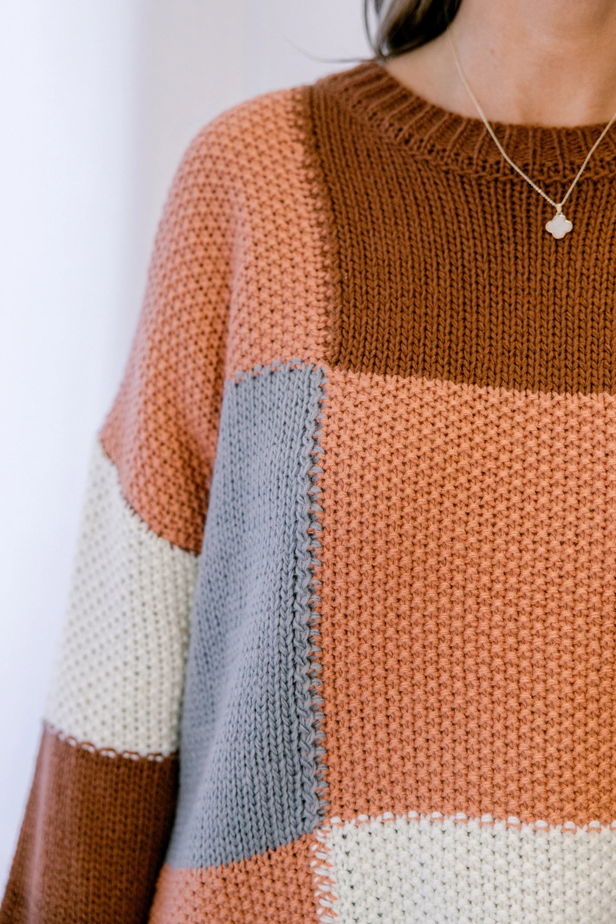 Block and Back Sweater, Brown - Giverhouse