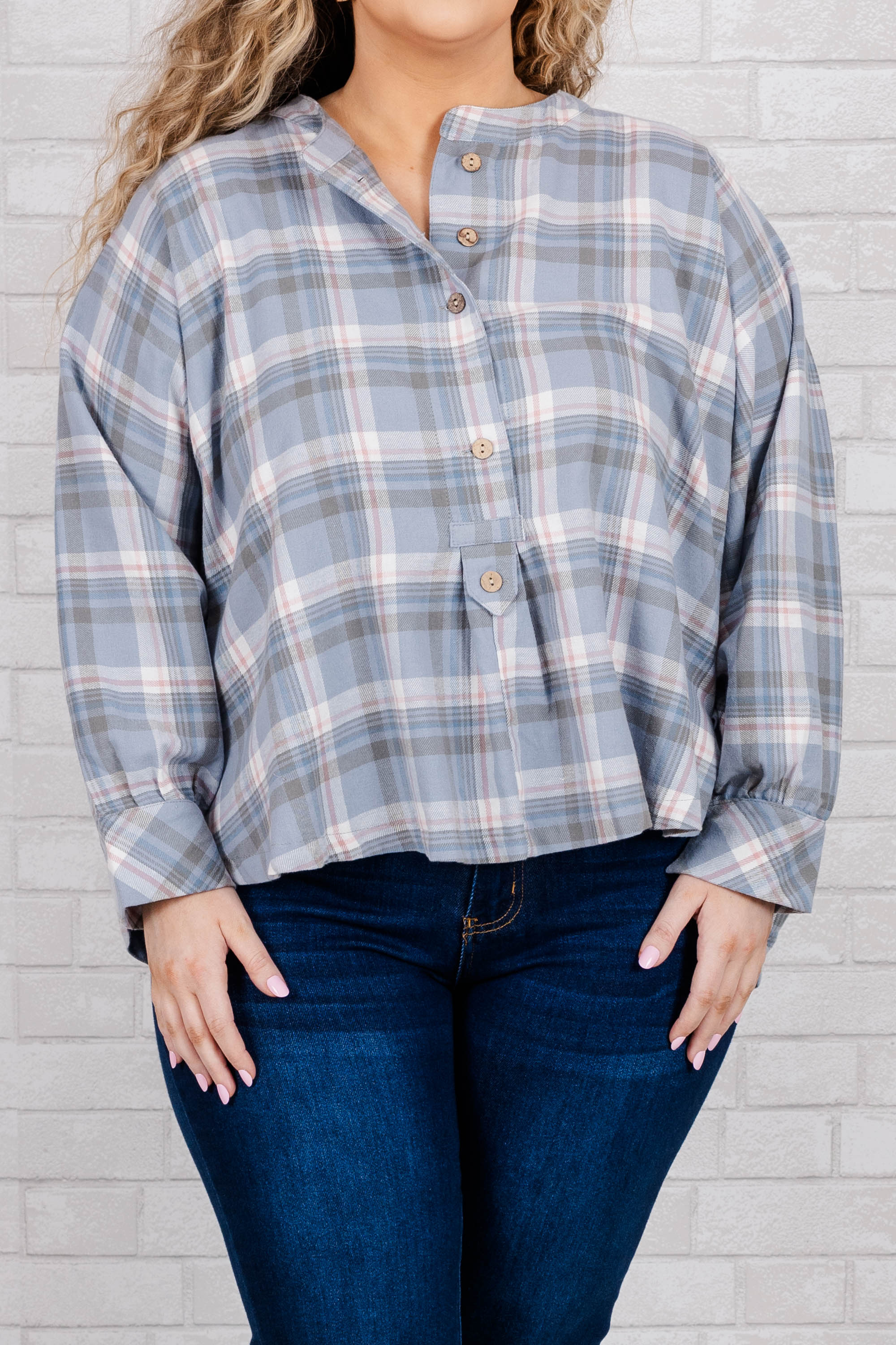 I Feel The Earth Move Top, Blue-Grey - Giverhouse