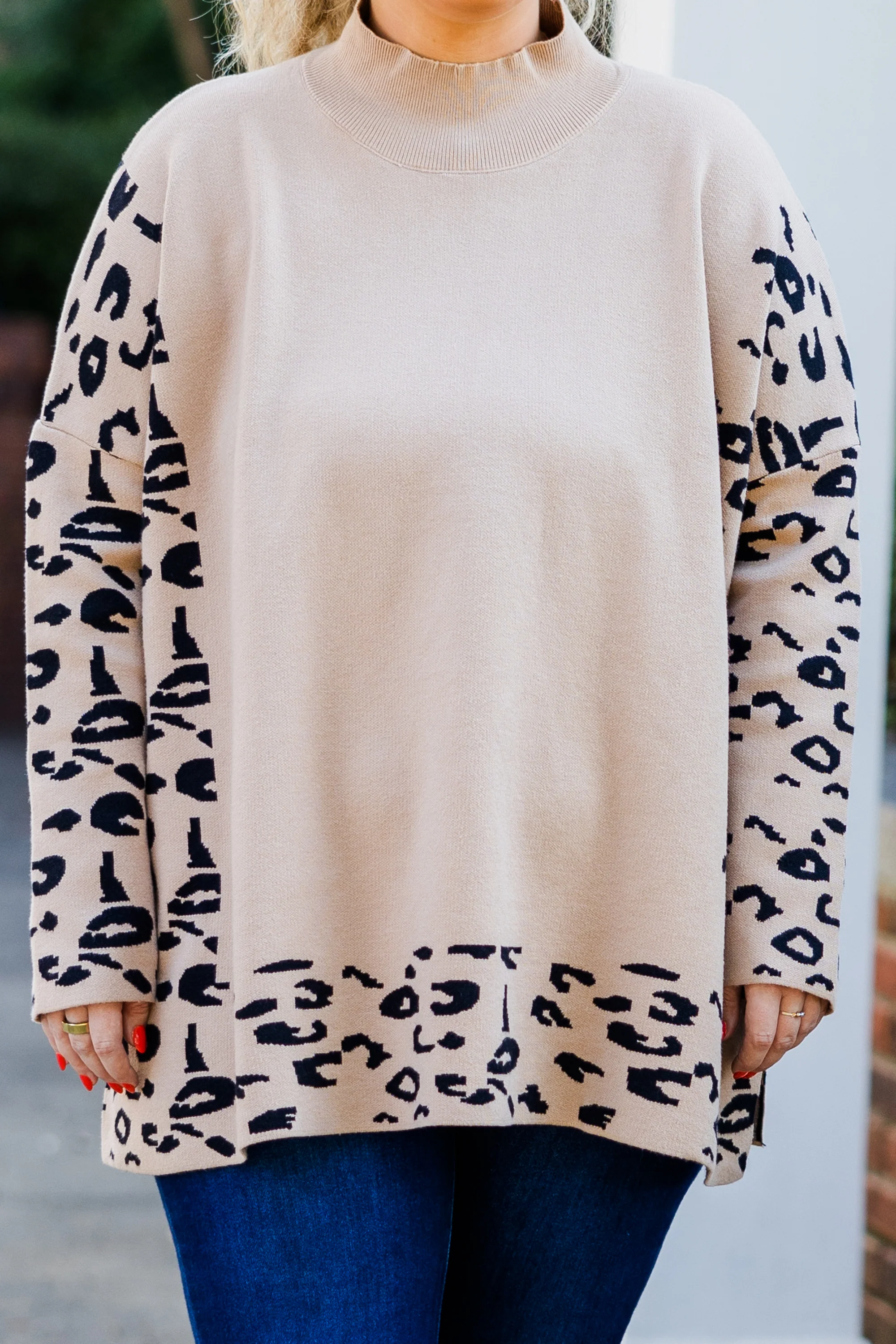 Time To Walk Away Sweater Tunic, Taupe - Giverhouse