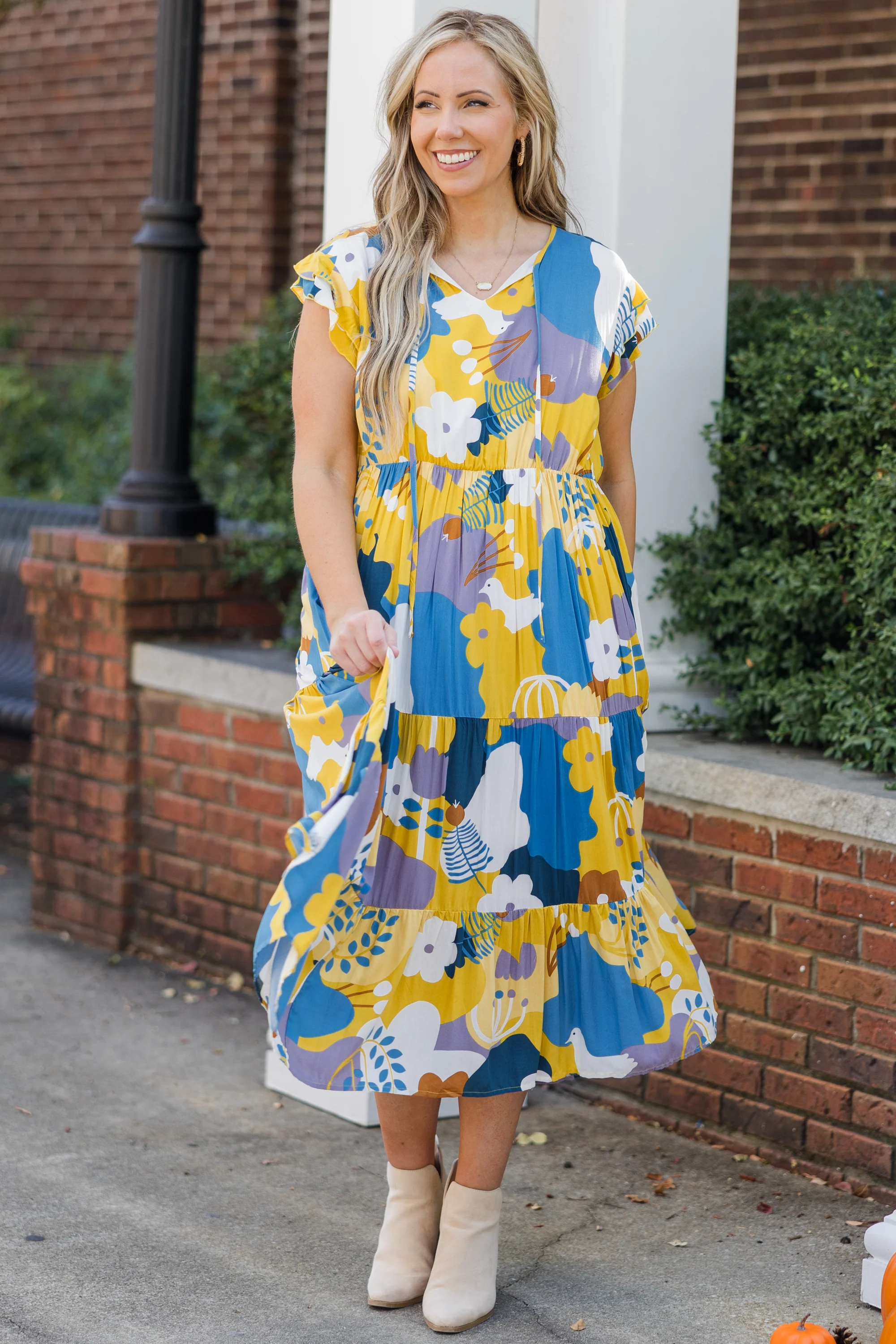 Love And Care Dress, Mustard - Giverhouse
