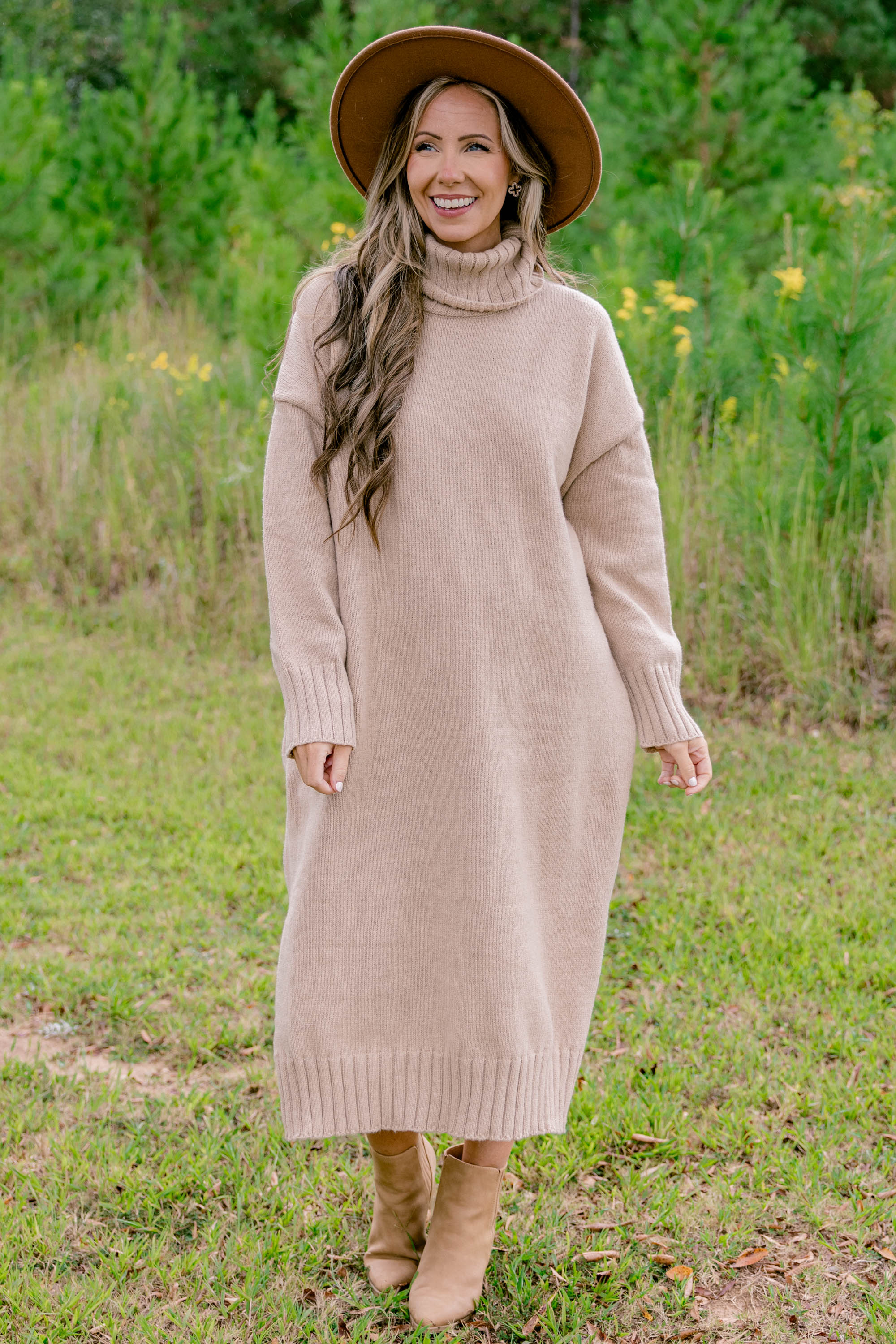 On The Mark Sweater Dress, Taupe - Giverhouse