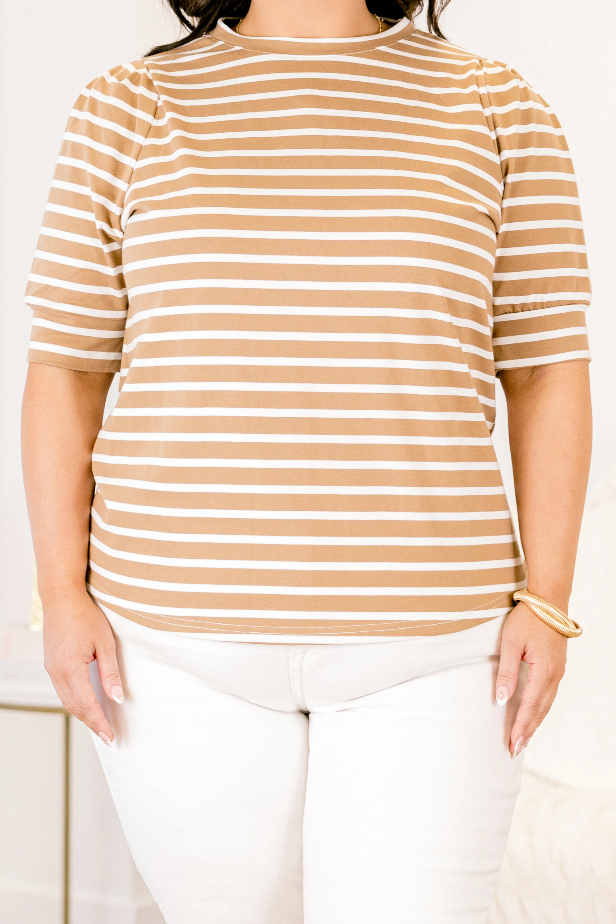Signature Stripes Top, Mocha - Giverhouse