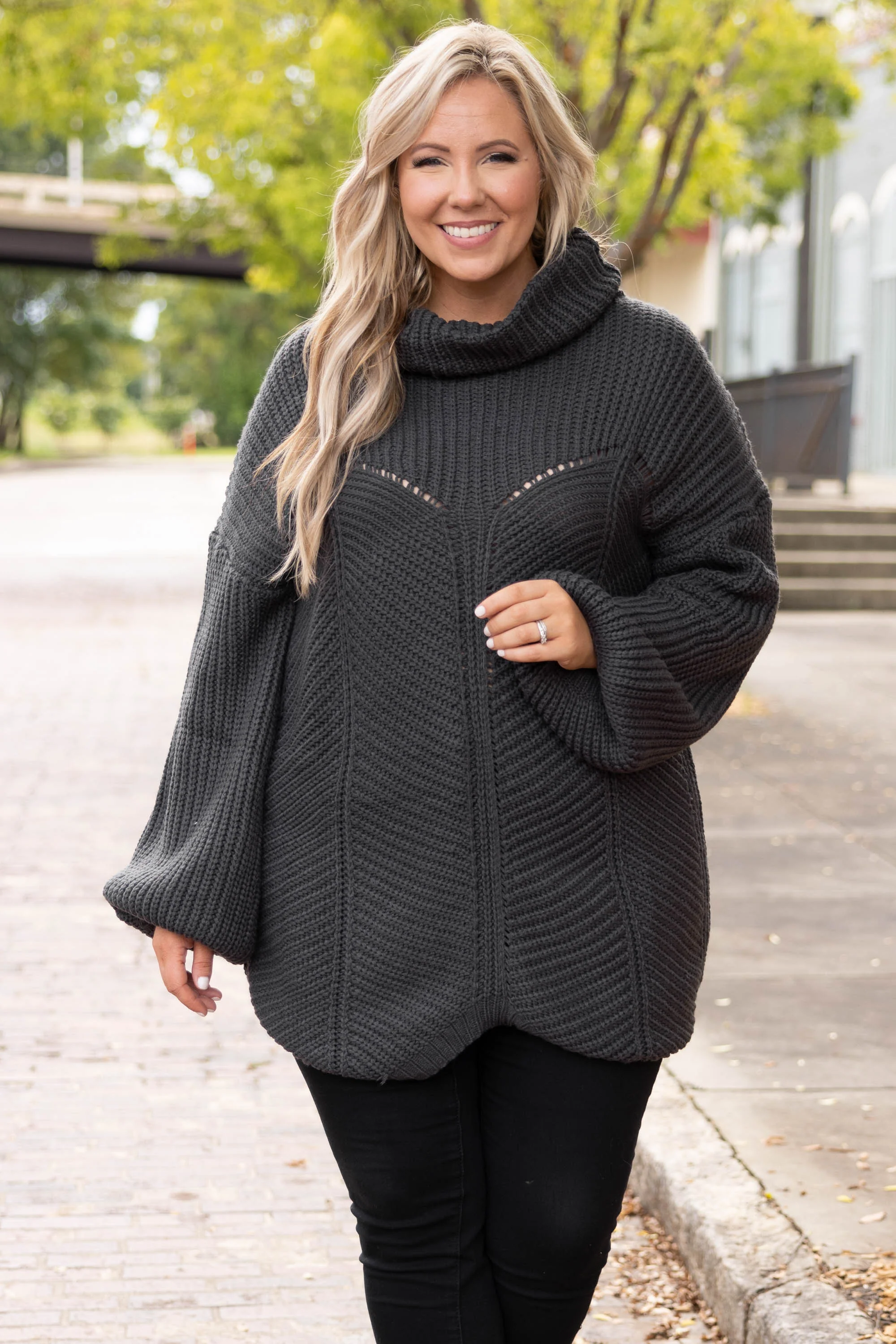 On Top Of It Sweater, Charcoal - Giverhouse