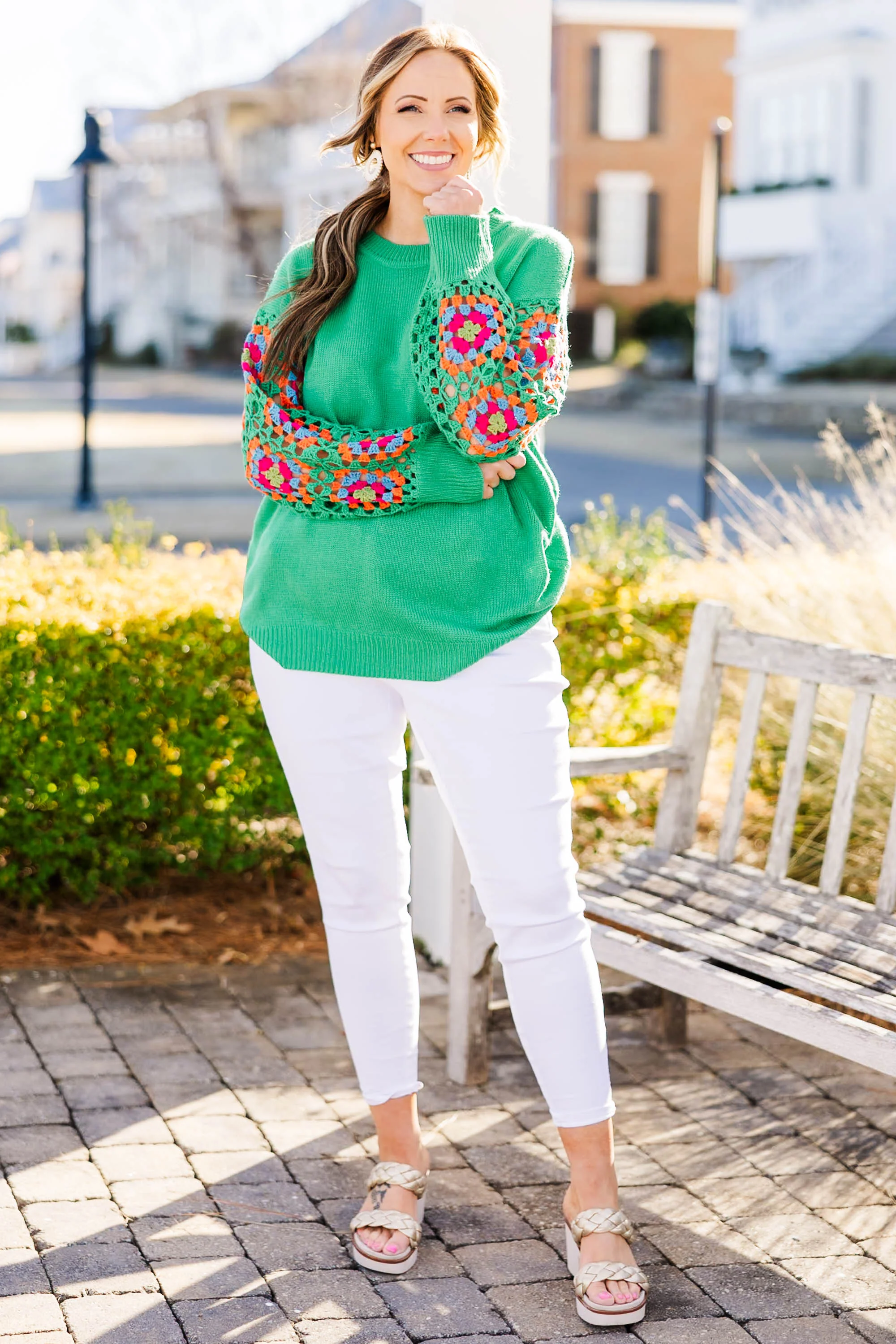 Queen of Peace Sweater, Kelly Green - Giverhouse