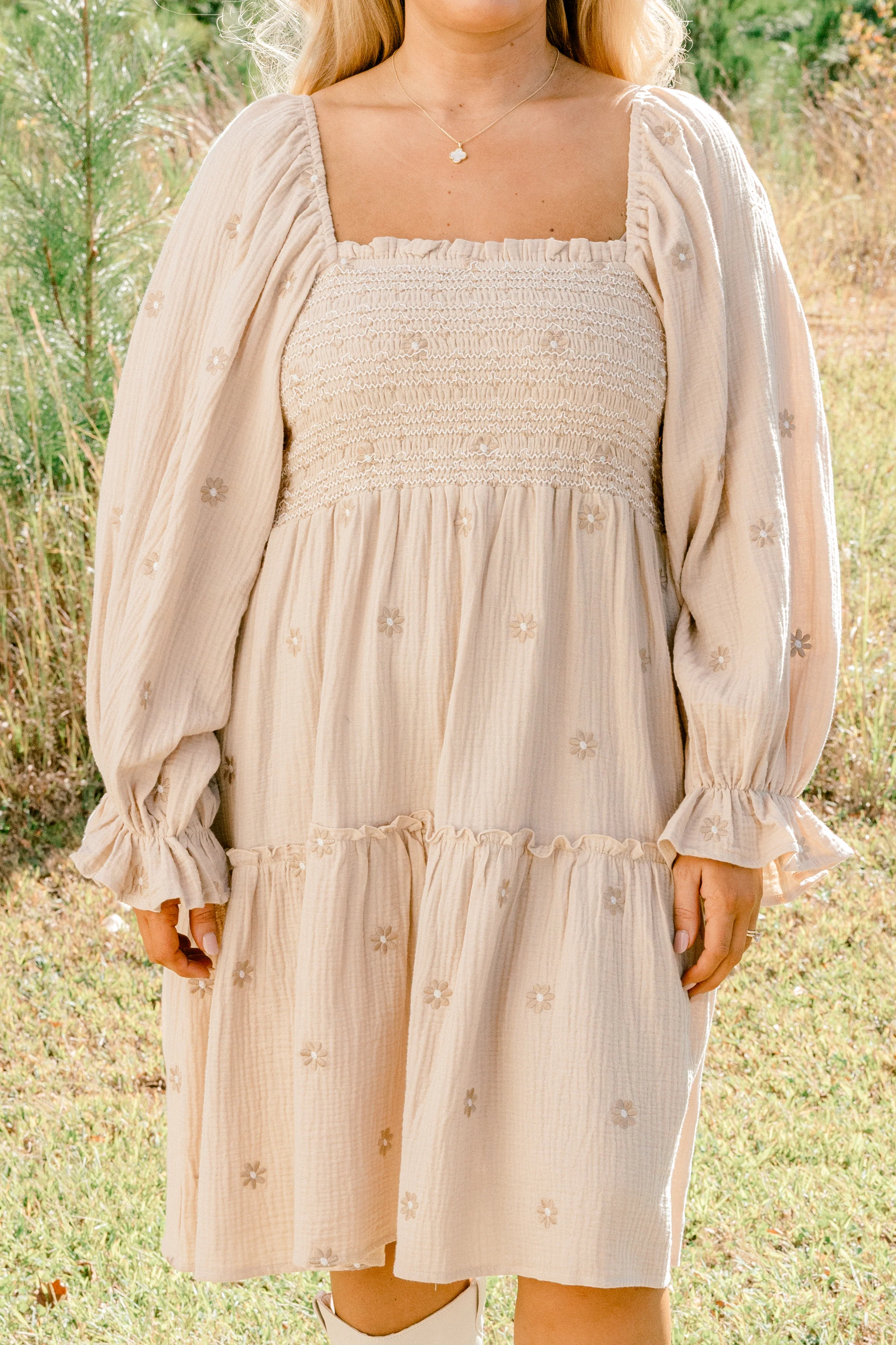 Lovely Days Dress, Tan - Giverhouse