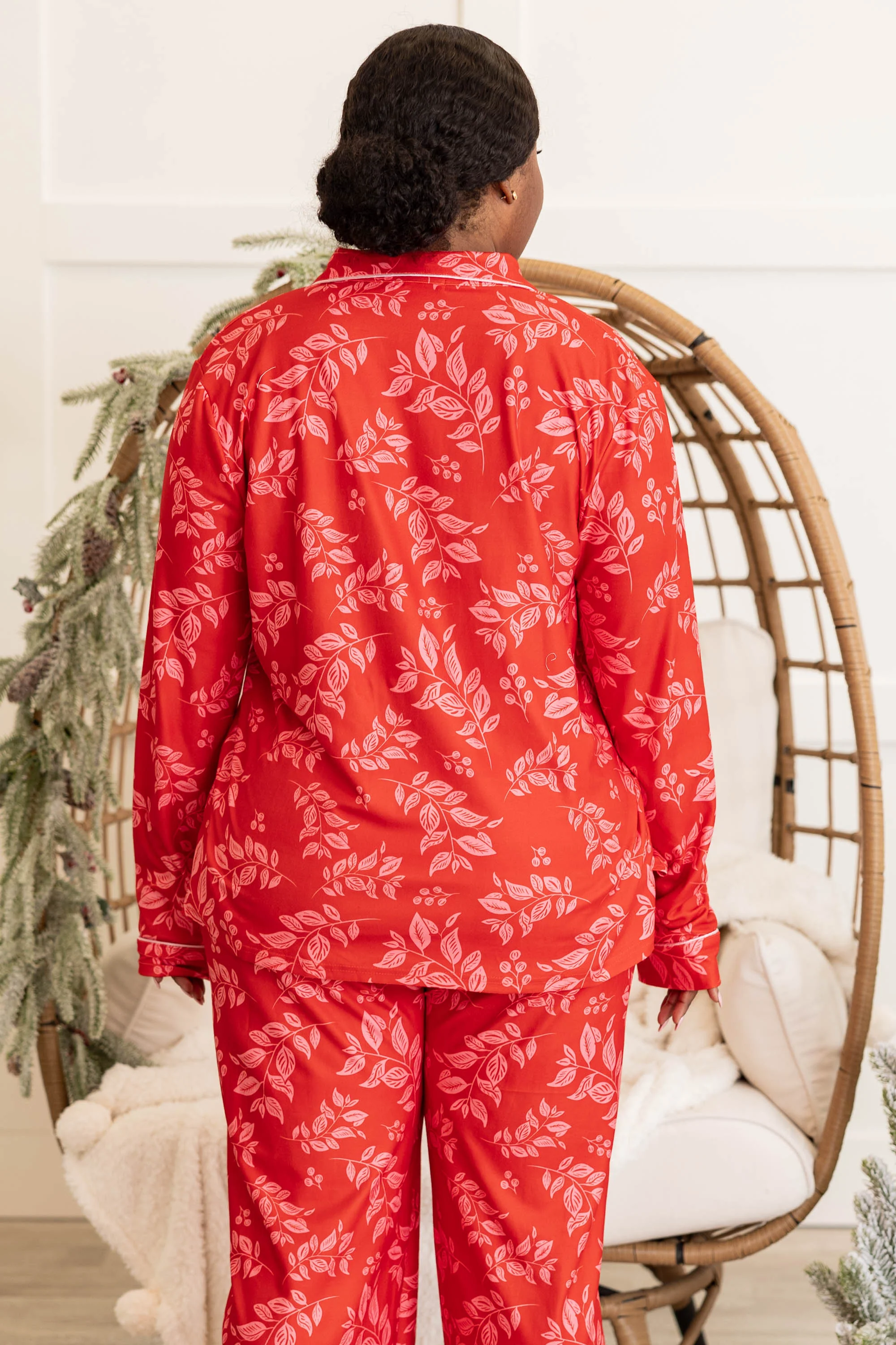 Holiday Happy Long Sleeve Pajama Top, Red - Giverhouse