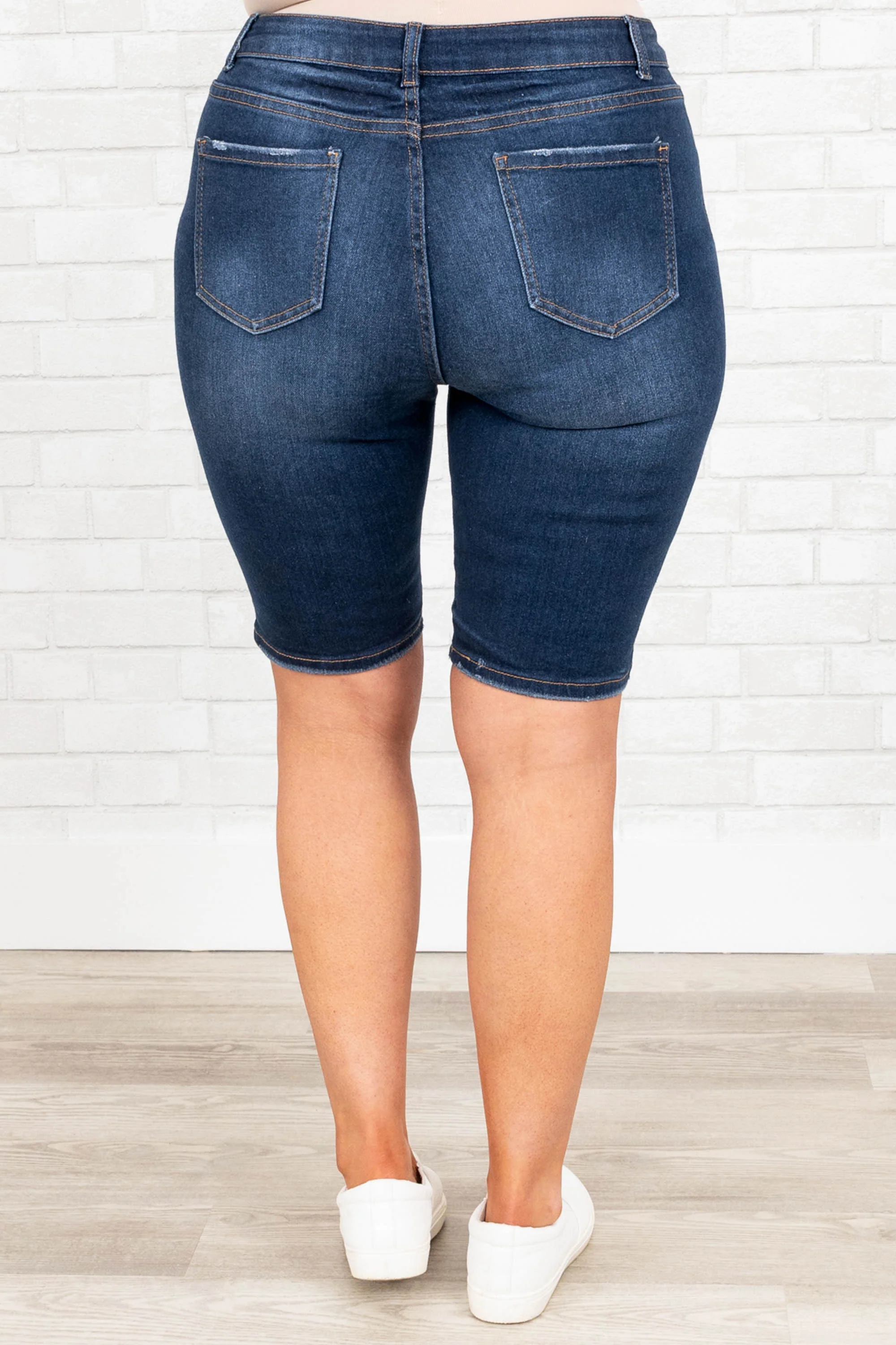 Shut Up And Drive Jean Shorts, Dark Wash - Giverhouse