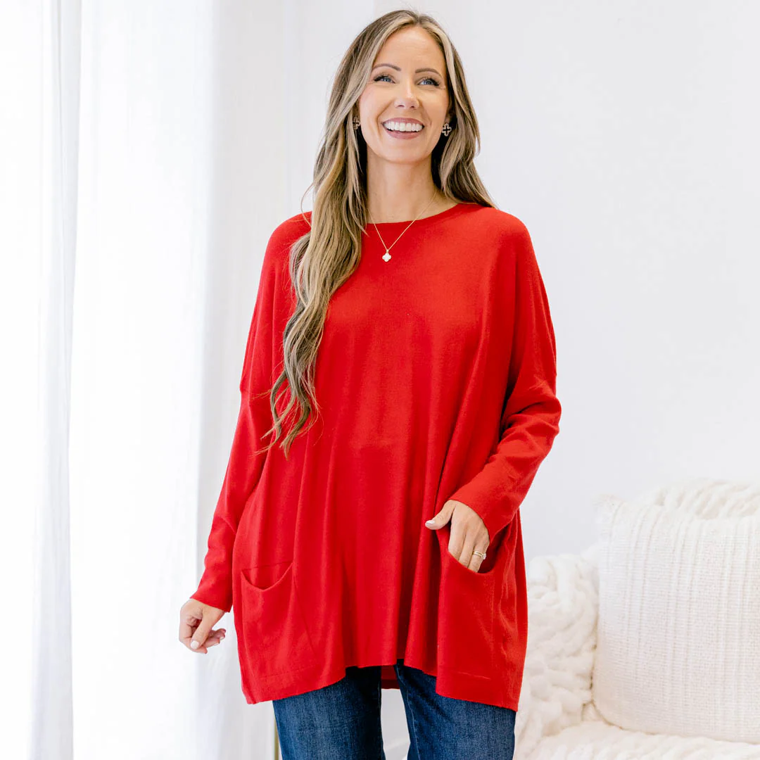 Snow Whispers Tunic, Red - Giverhouse