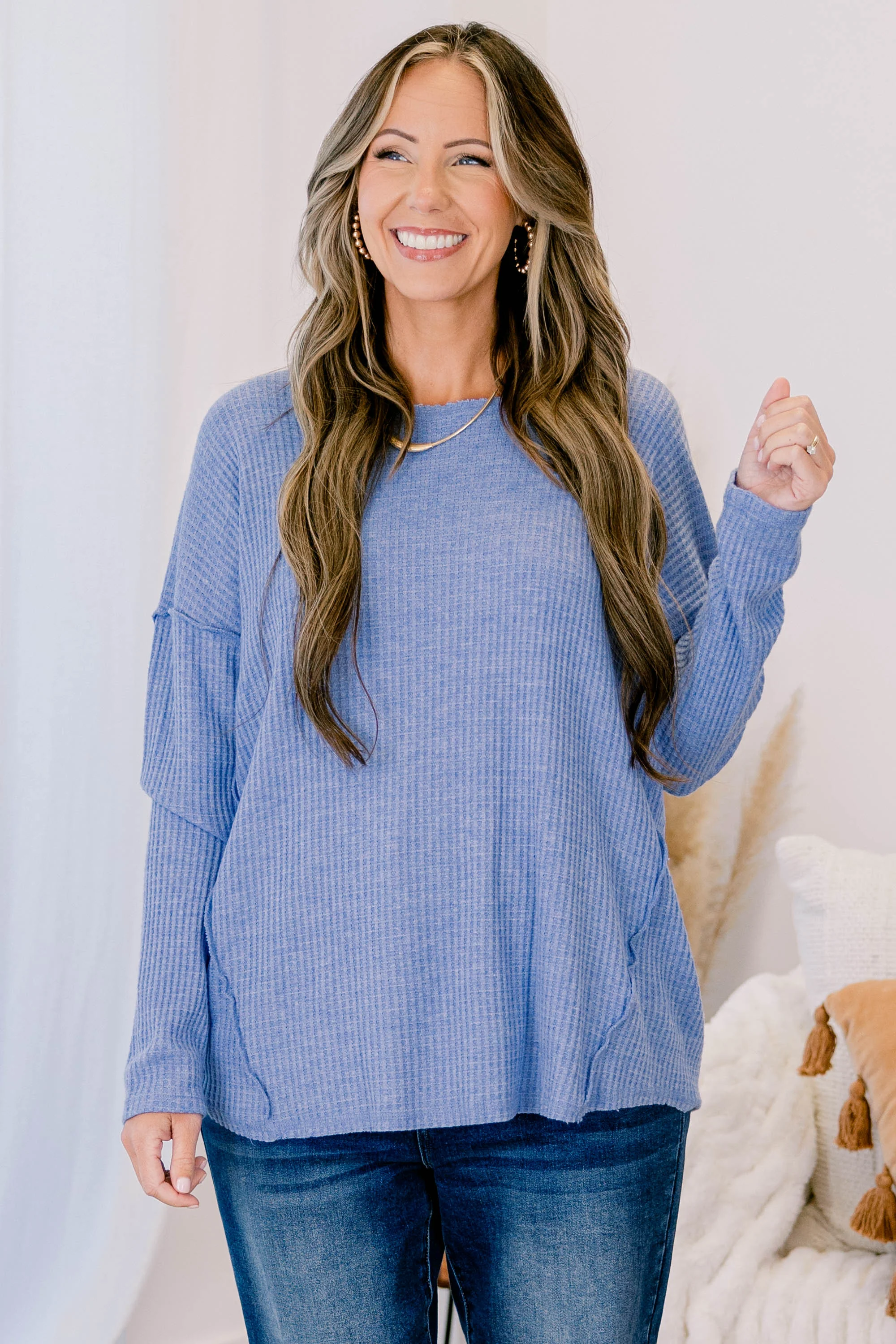 Can't Stop Love Top, Denim Blue - Giverhouse