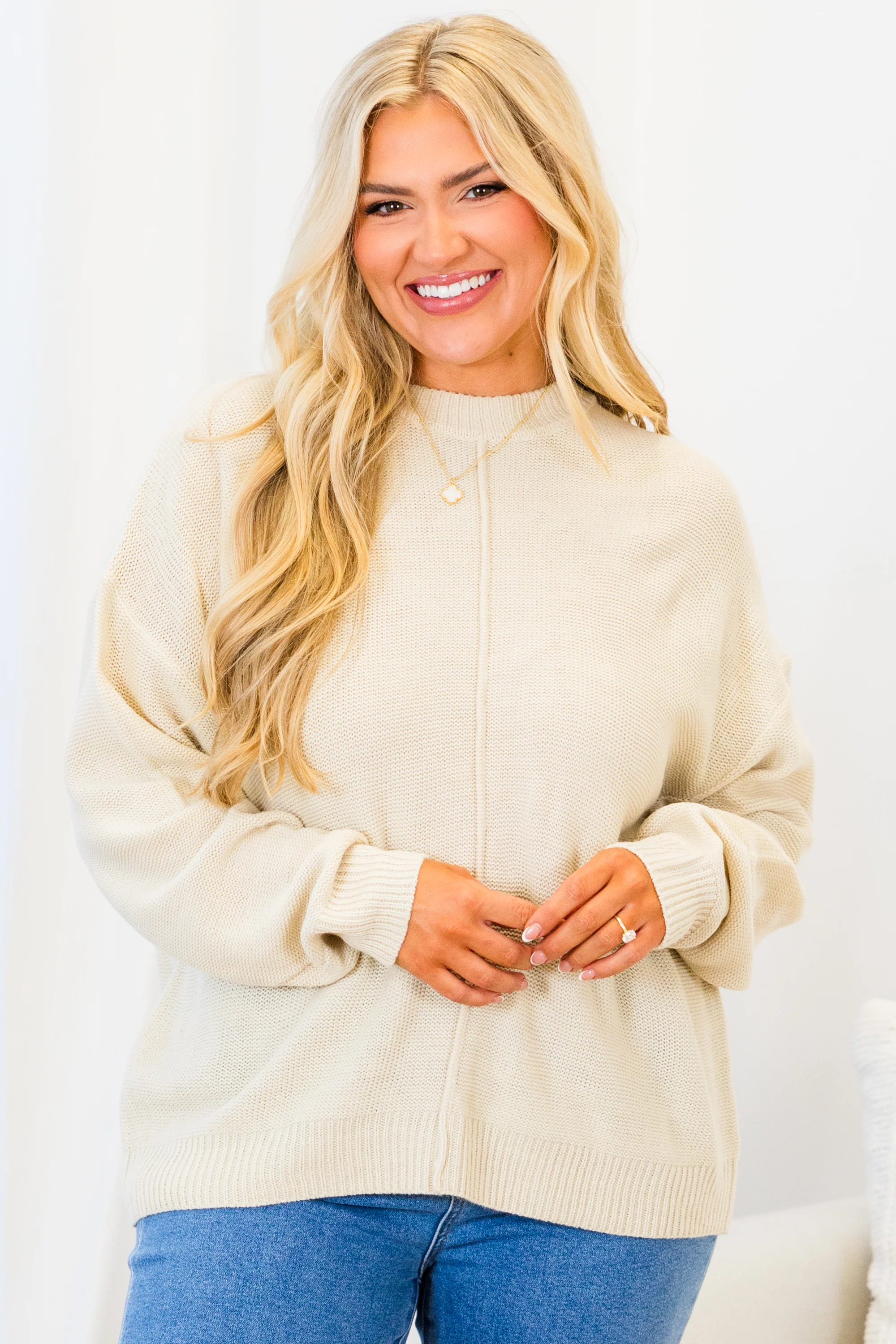 Work This Out Sweater, Cream - Giverhouse