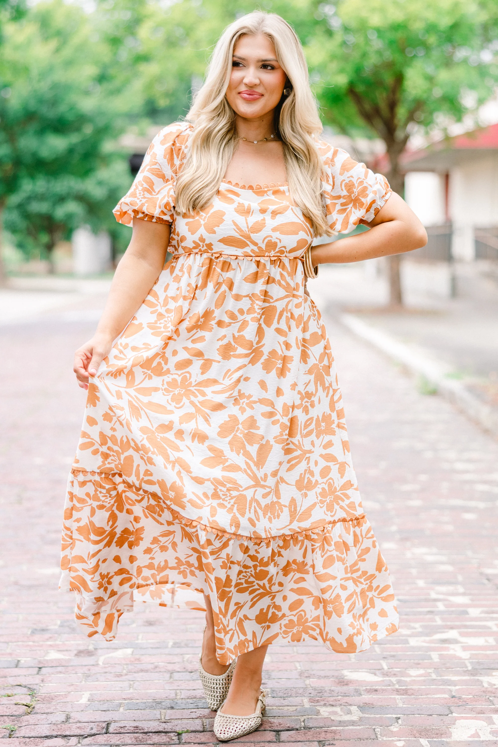 Over You Again Dress, Burnt Orange - Giverhouse