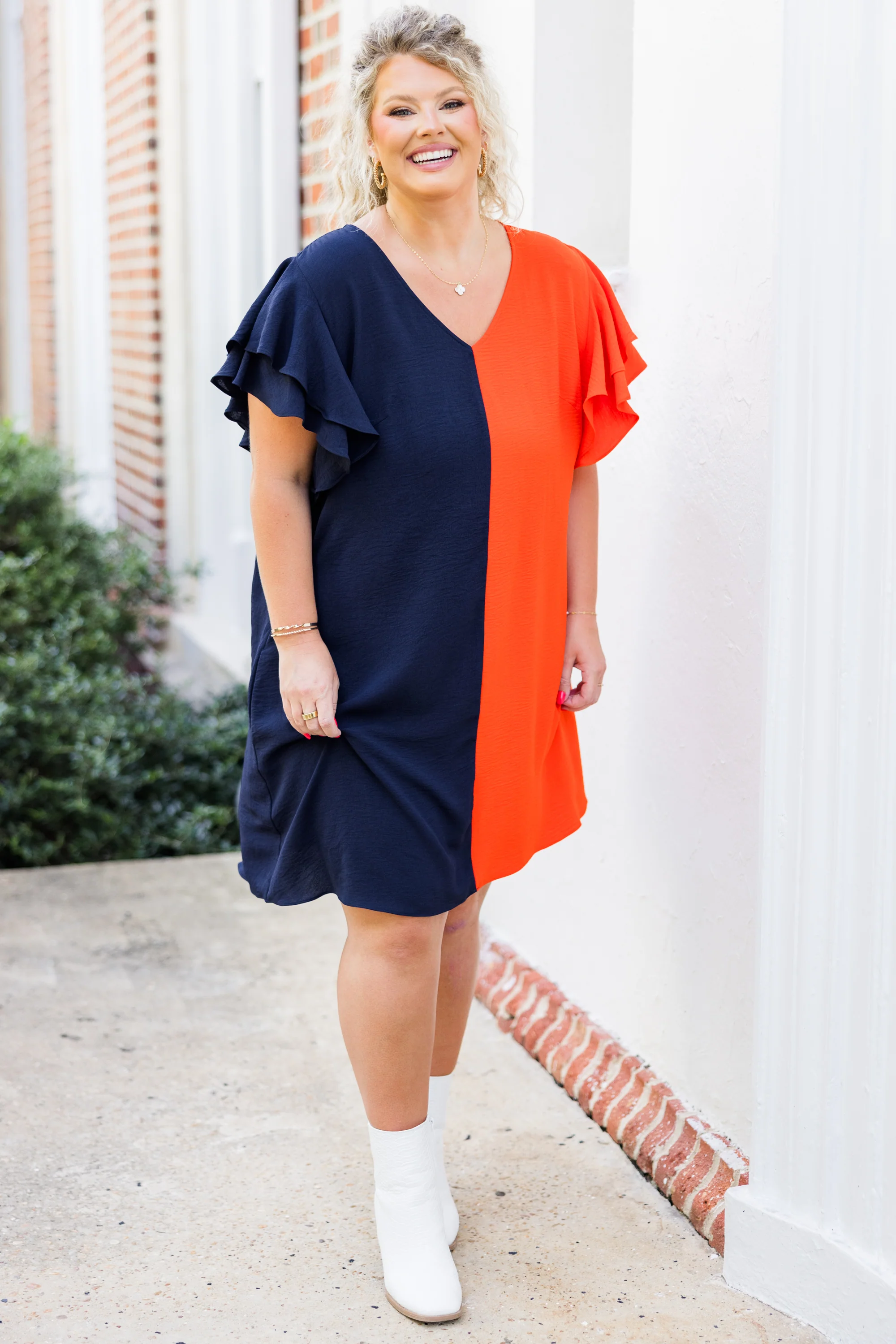 Saturday Best Dress, Navy-Orange - Giverhouse